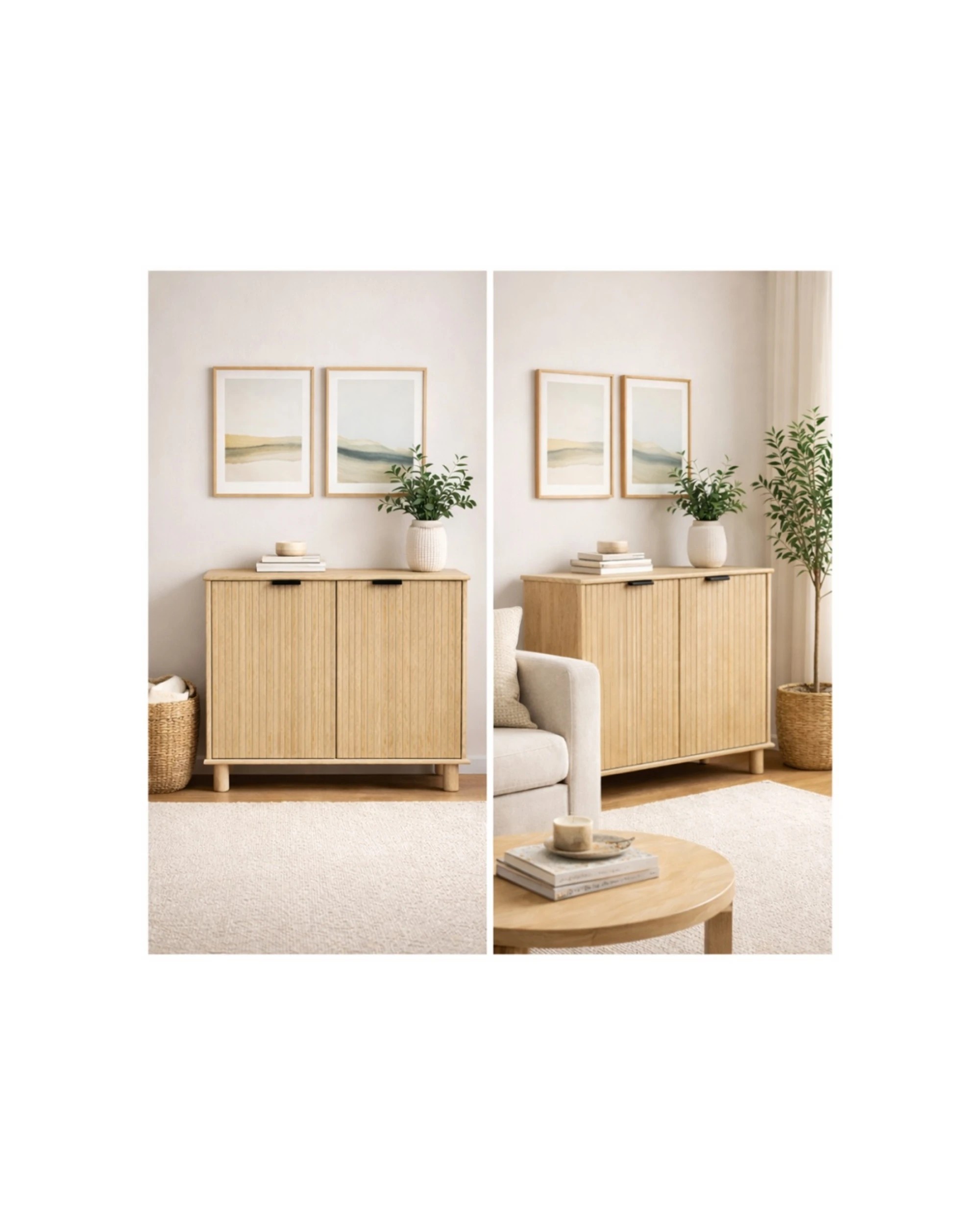 7 Alpine Bay Sorrento 2 Door Vertical Groove Sideboard Cupboard Decor Swedish Oak - Natural, 7 of 9