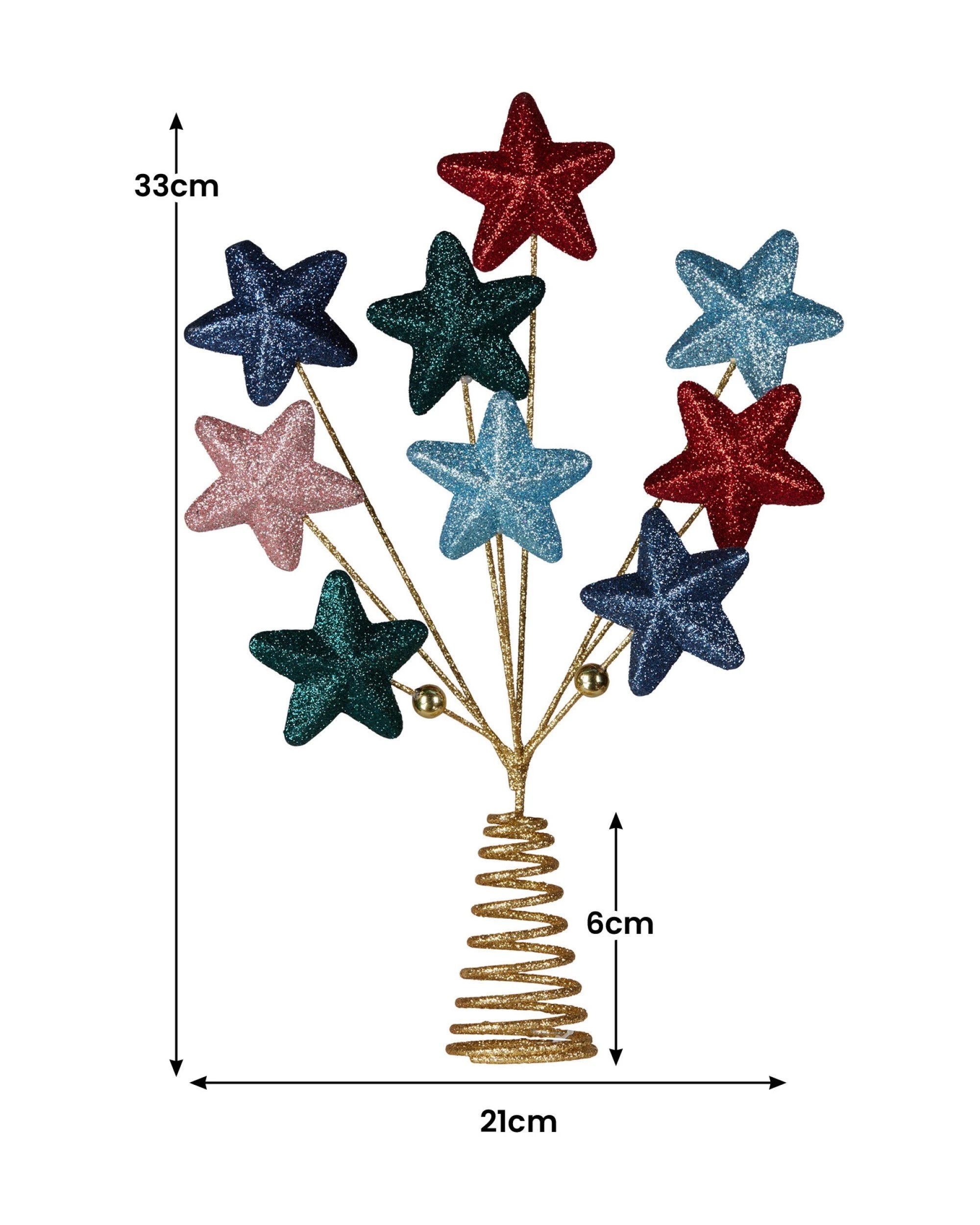 2 Christabelle Colourful 9-star Christmas Tree Topper With Glitter Finish, 2 of 4