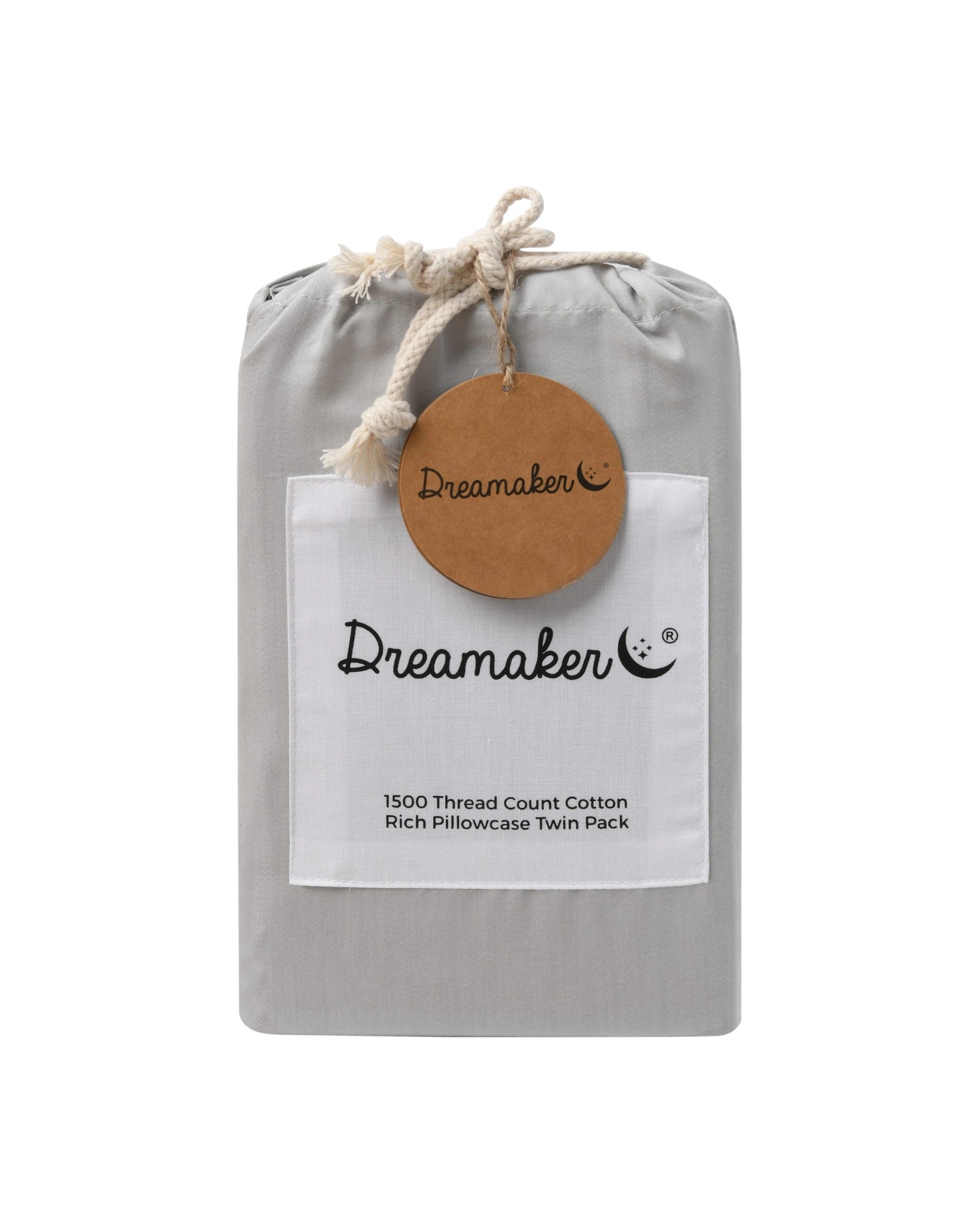 5 Dreamaker 1500TC Cotton Rich Standard Pillowcase Twin Pack - Dove Grey, 5 of 5