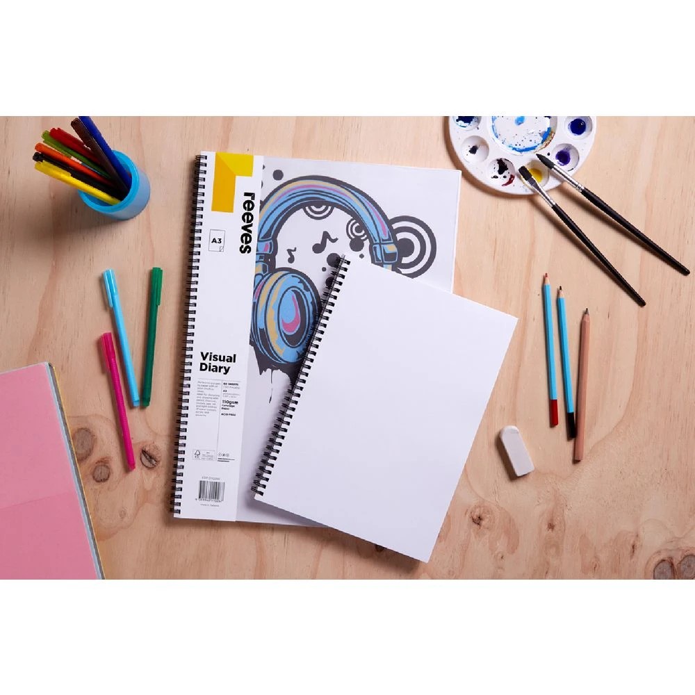5 Reeves A4 Visual Art Diary 110gsm 60 Sheets Headphones, 5 of 5