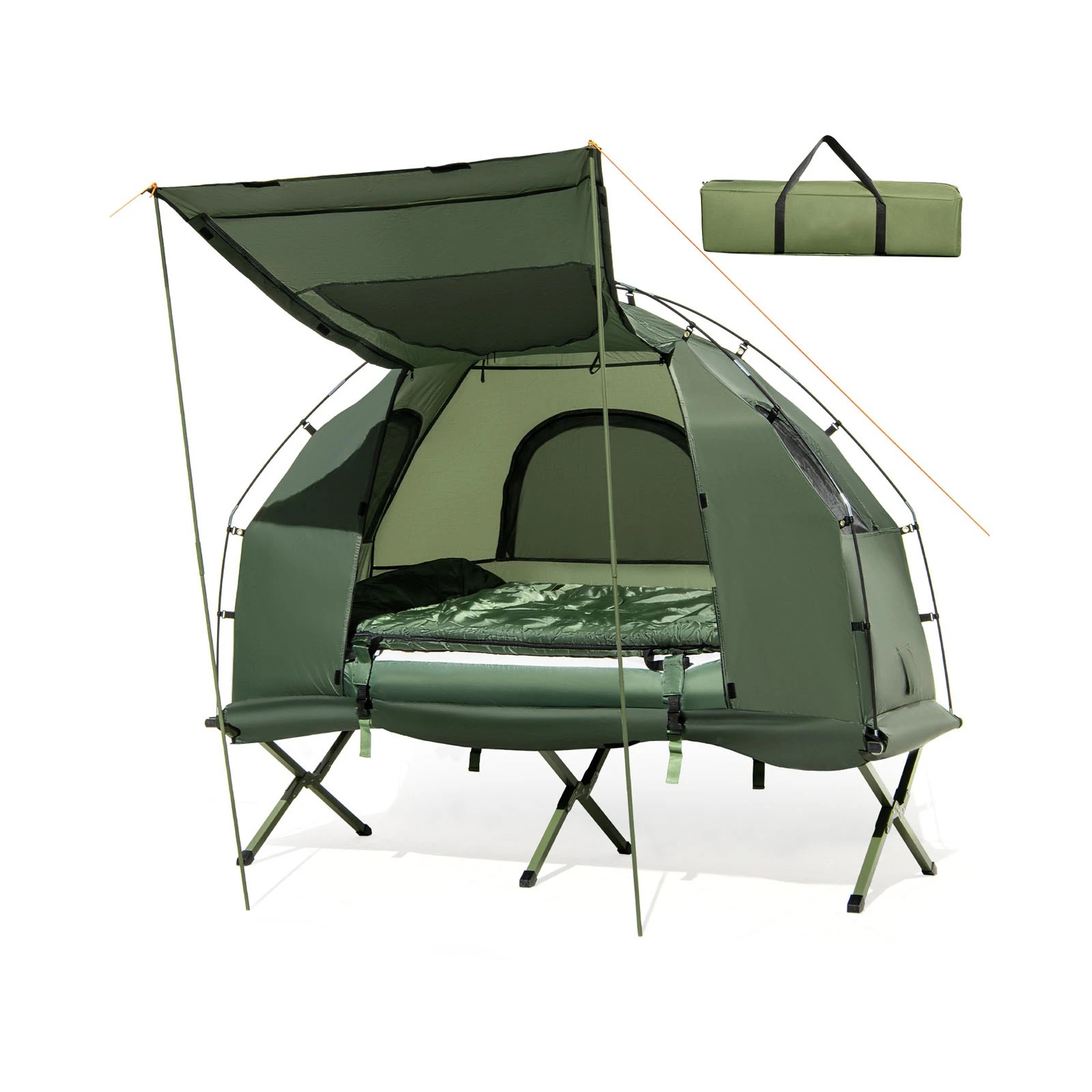 1 Costway 5-in-1 Camping Tent Single Portable Pop-up Tent Cot w/Air Mattress Sleeping Bag, 1 of 1