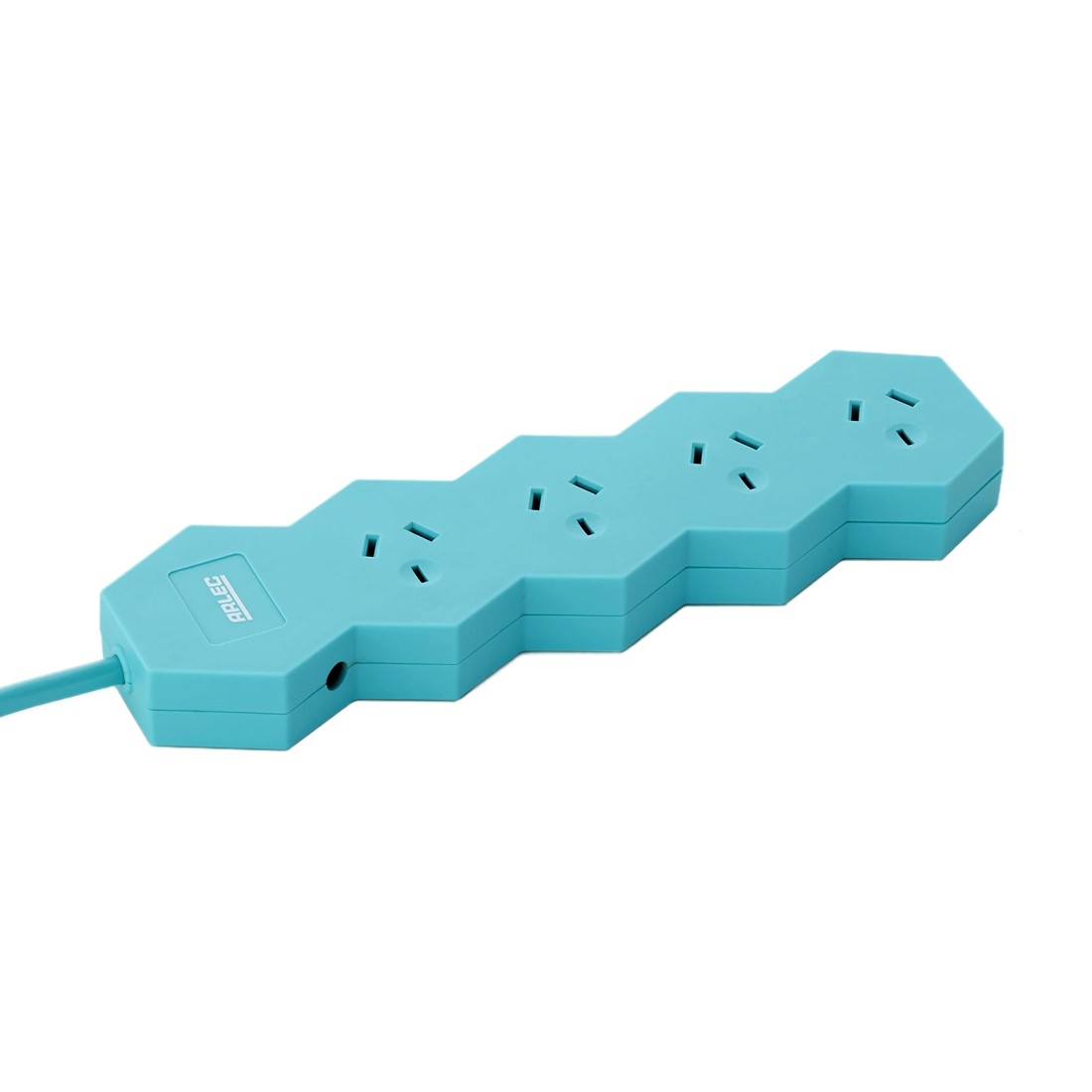 3 Arlec 4 Outlet Hexagon Overload Protected Powerboard - Teal, 3 of 5