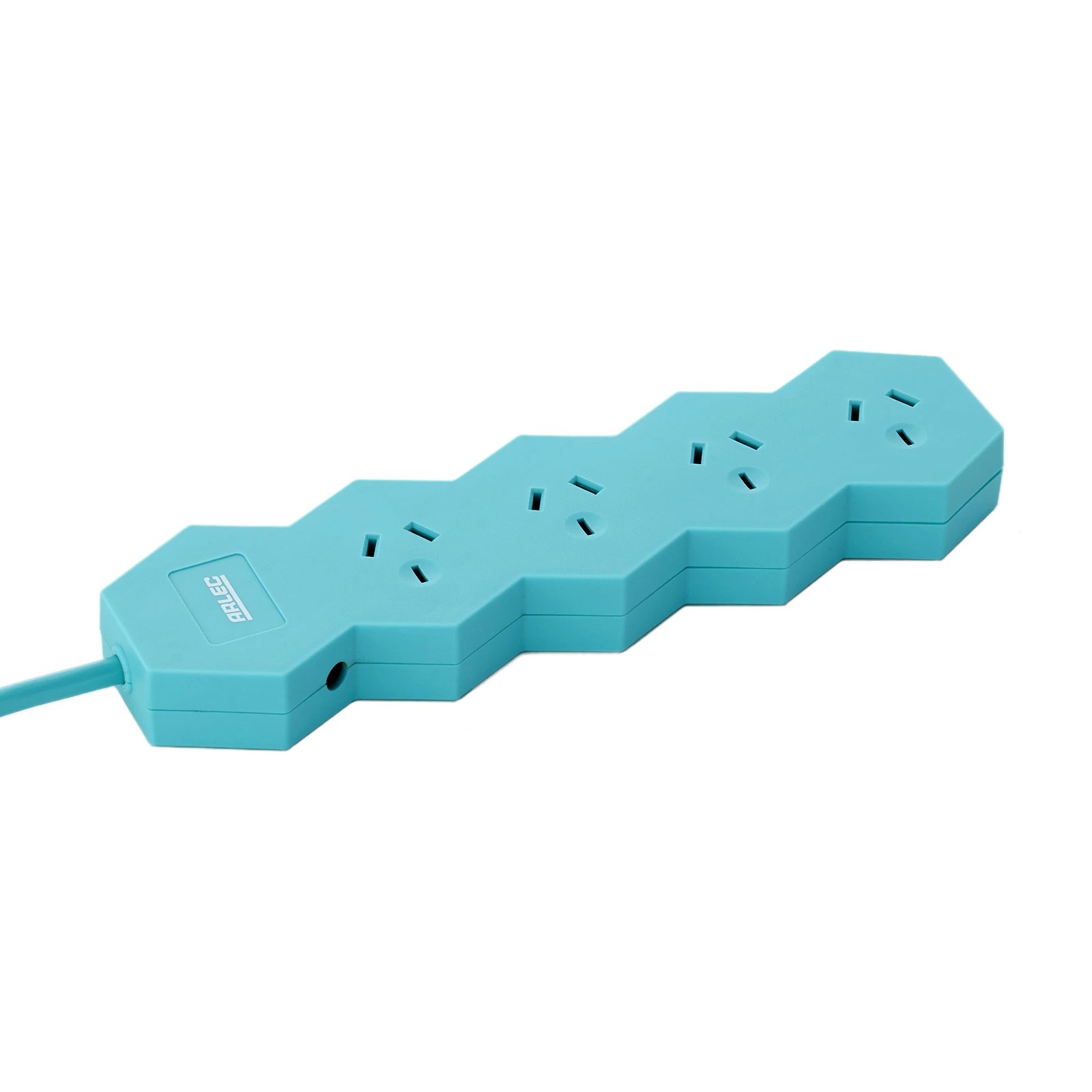 3 Arlec 4 Outlet Hexagon Overload Protected Powerboard - Teal, 3 of 5