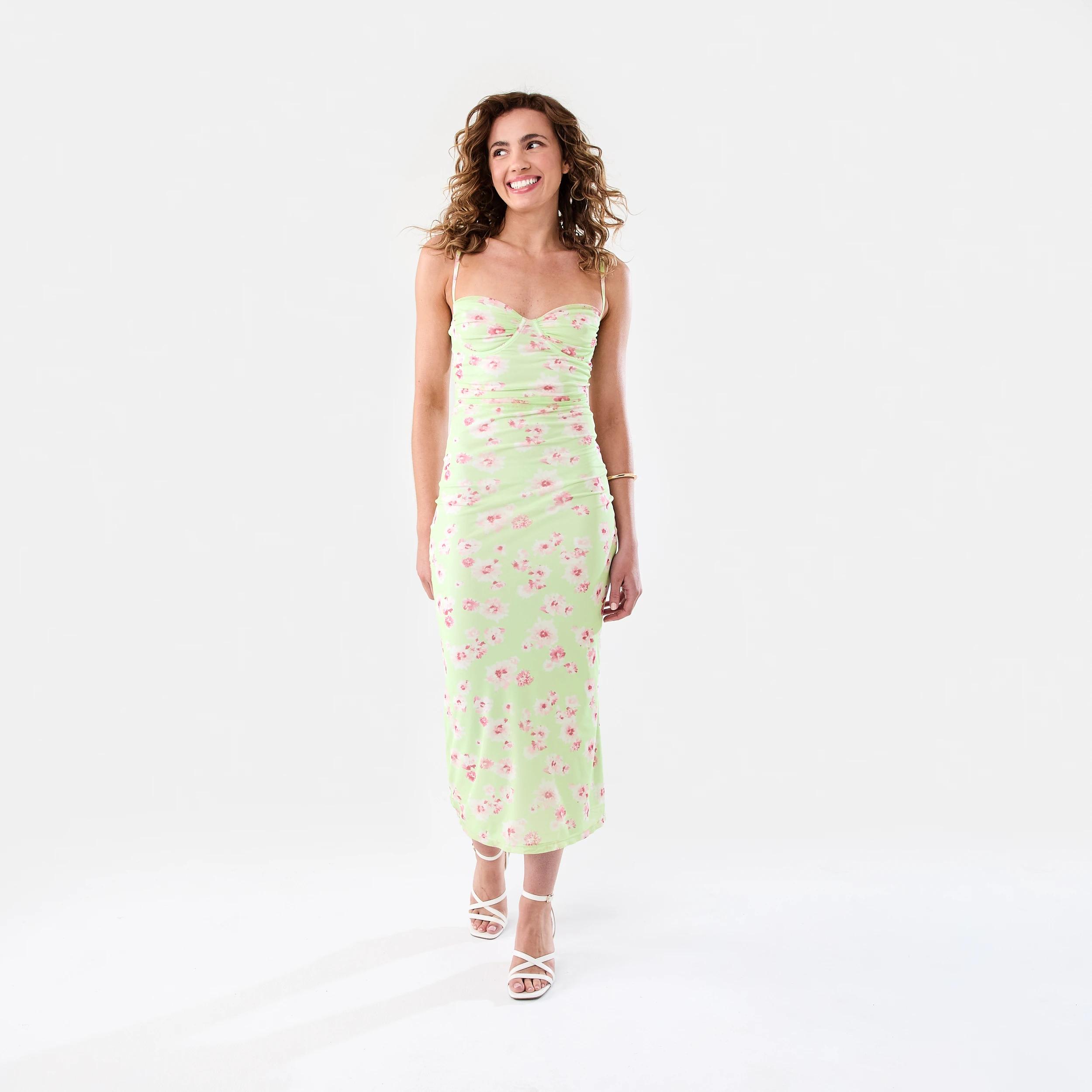 1 Underwire Mesh Maxi Dress Lime Flwer, 1 of 7