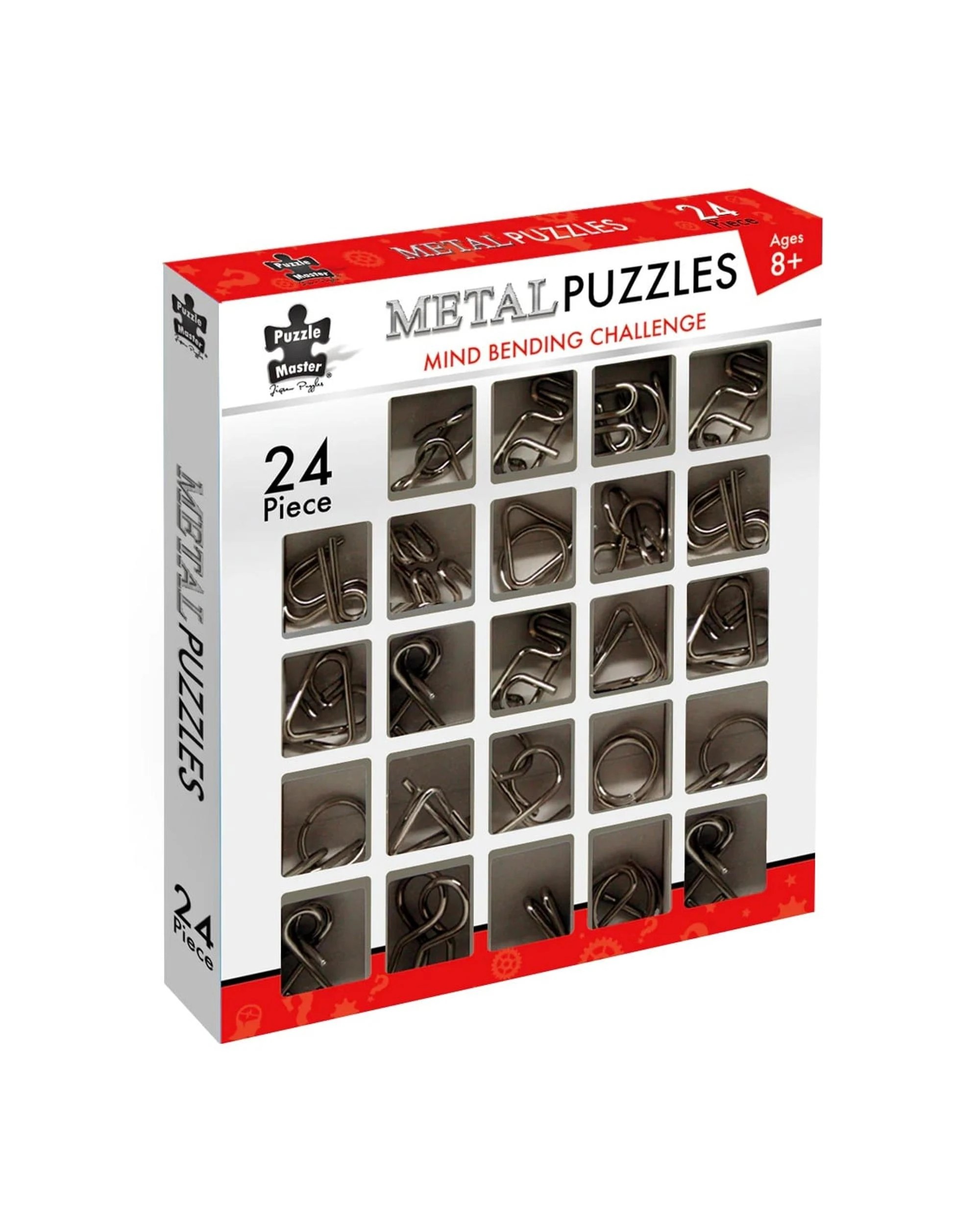 1 Puzzle Master 24 Piece Metal Puzzles Mind Bending Challenge, 1 of 2