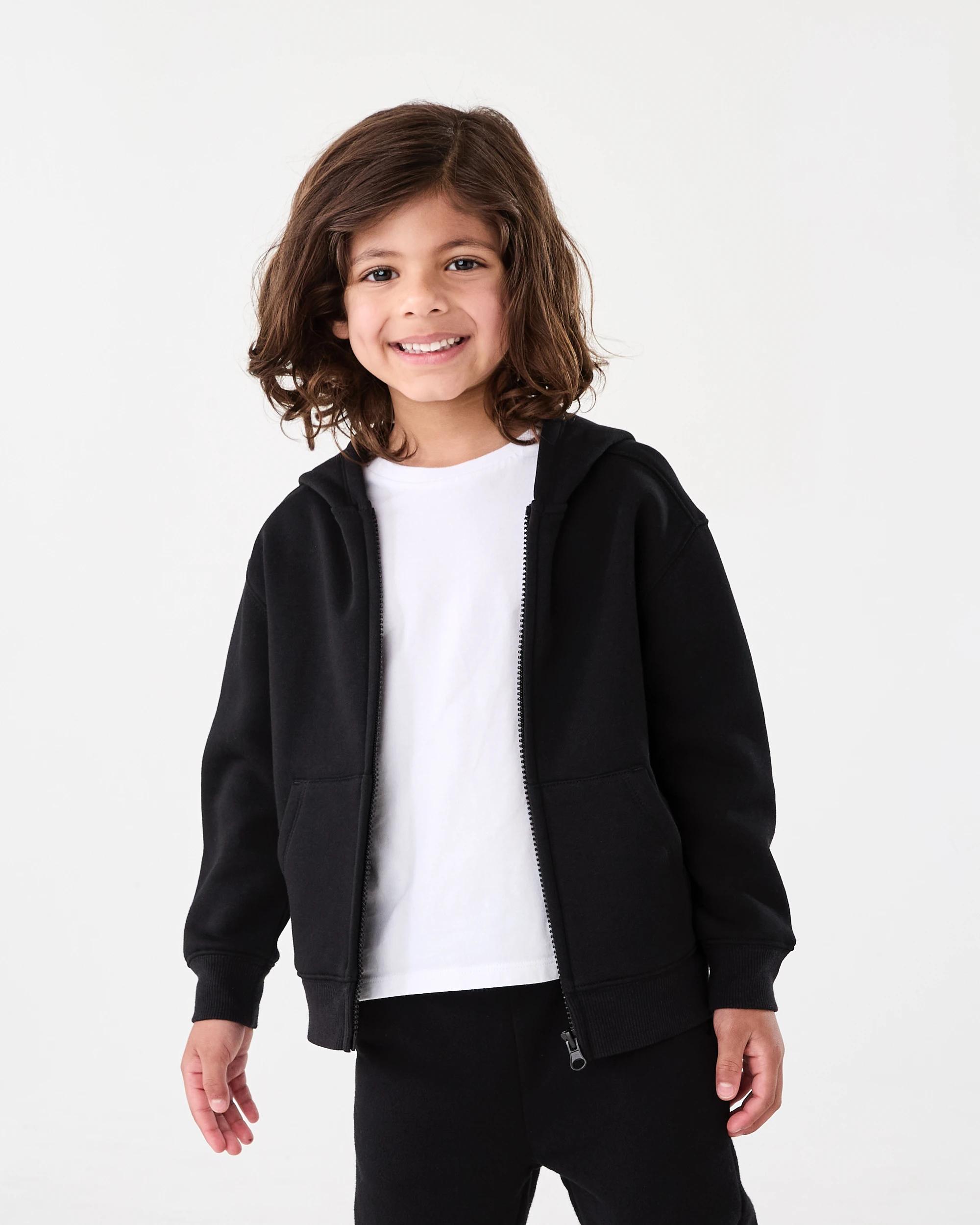 1 Plain Zip Through Hoodie Black, 1 of 8