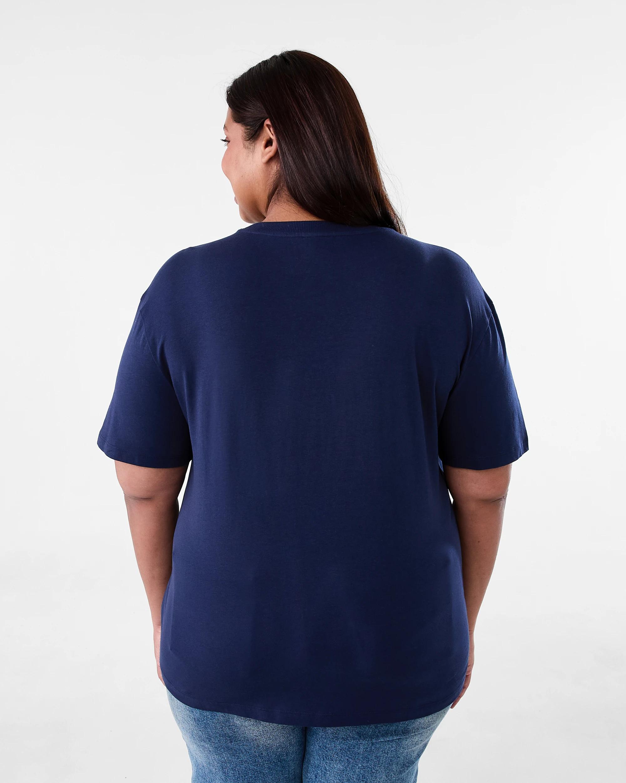 3 Curve Short Sleeve Boyfriend T-shirt Prague Nav, 3 of 6