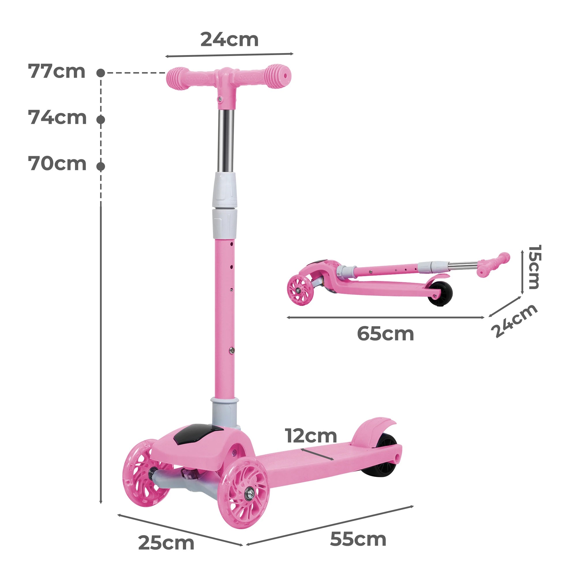 3 Bopeep Foldable Kids Scooter Pink, 3 of 6
