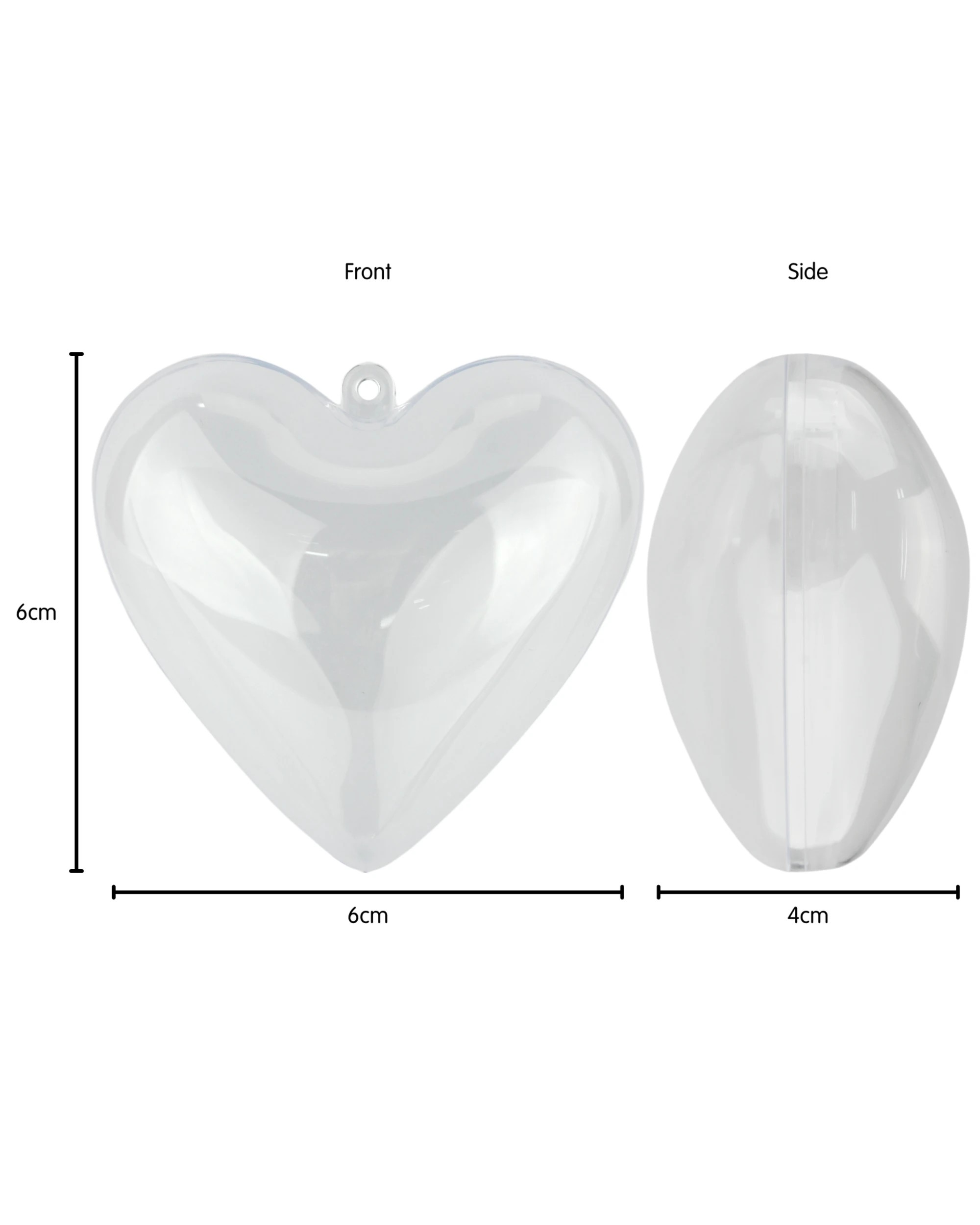 4 Party Maker Clear Plastic Fillable Heart 6cm, 4 of 5