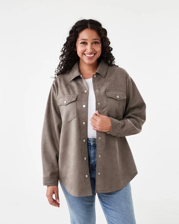 Long Sleeve Suedette Shirt