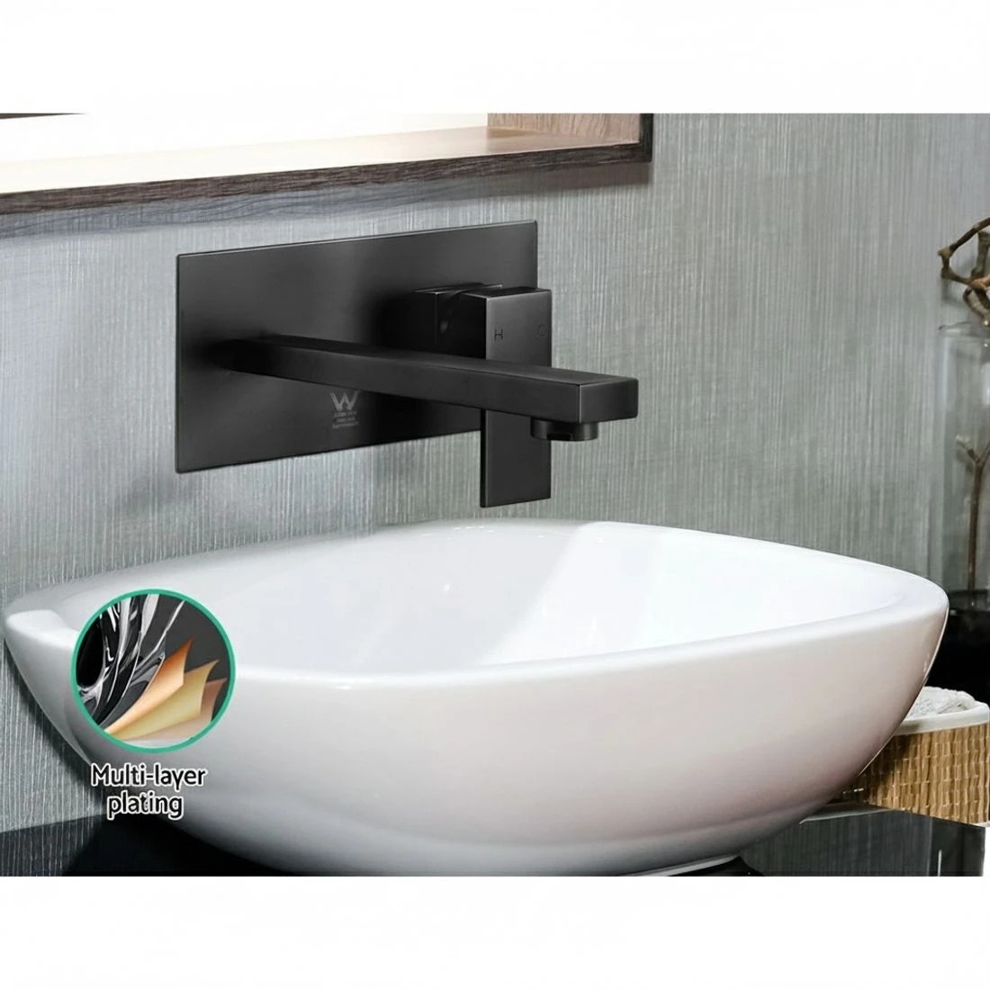 2 Cefito Bathroom Basin Mixer Tap Separate Faucet Vanity Laundry - Black, 2 of 4