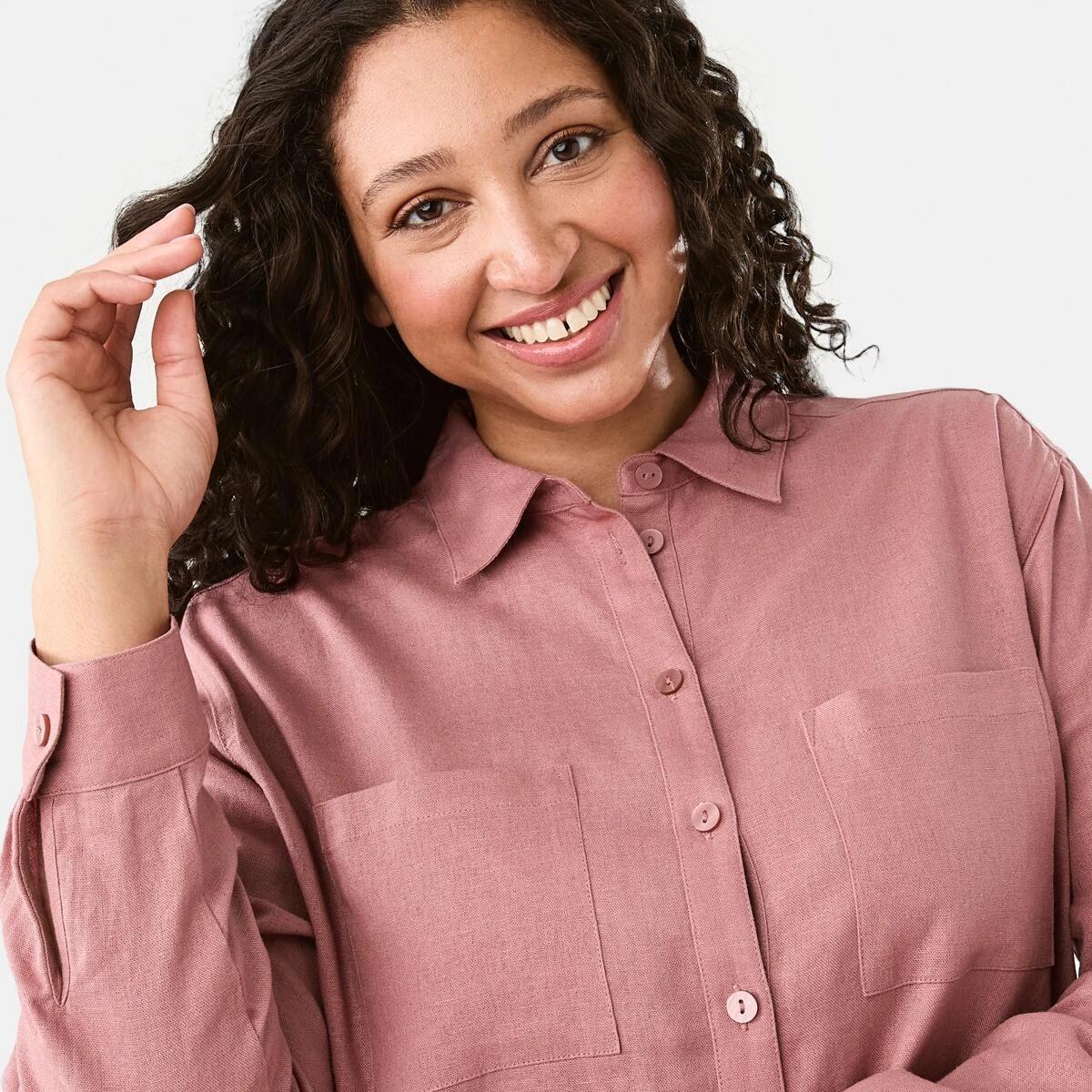 4 Long Sleeve Linen Blend Shirt Soft Red, 4 of 8