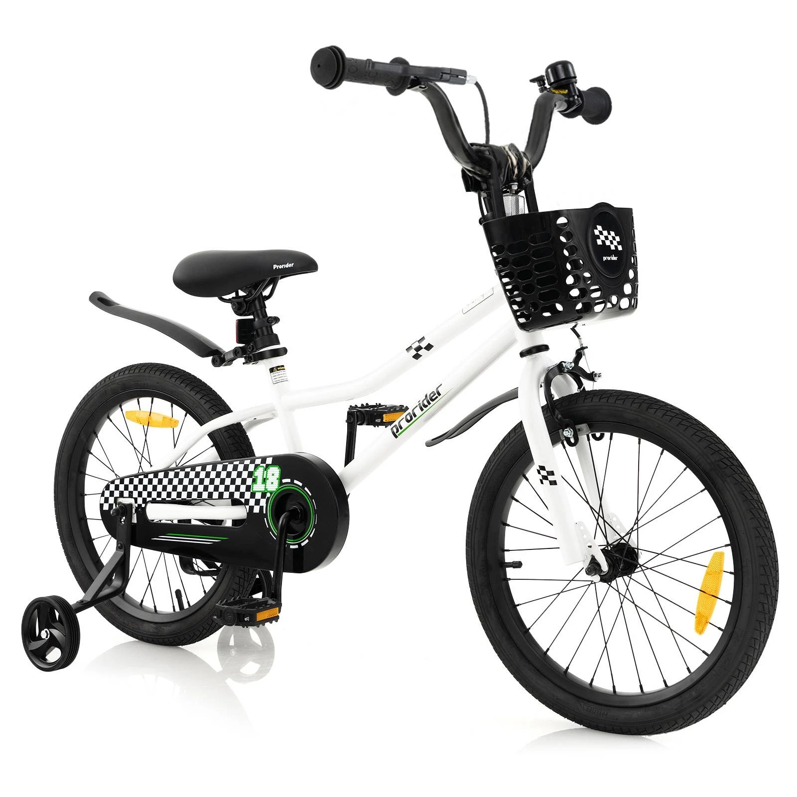 1 Costway 46cm Bike Bicycle Ride-on w/Training Wheels & Adjustable Seat Boys Beginner - White, 1 of 5