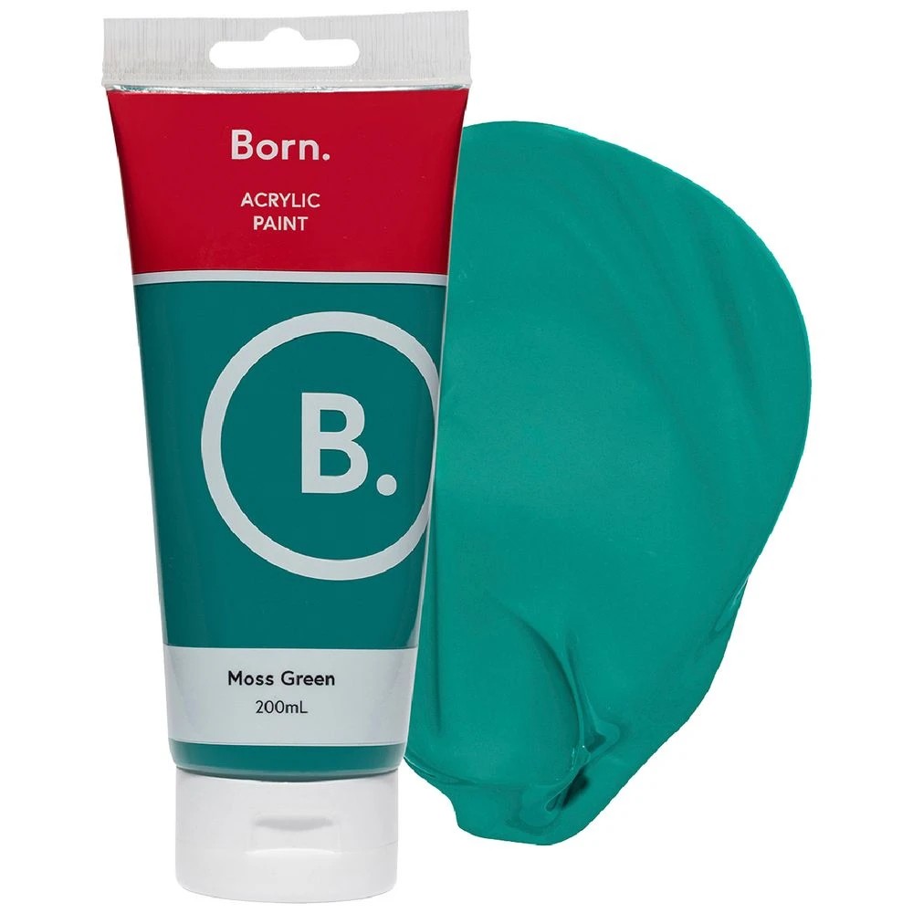1 Born Acrylic Paint 200mL Moss Green, 1 of 3