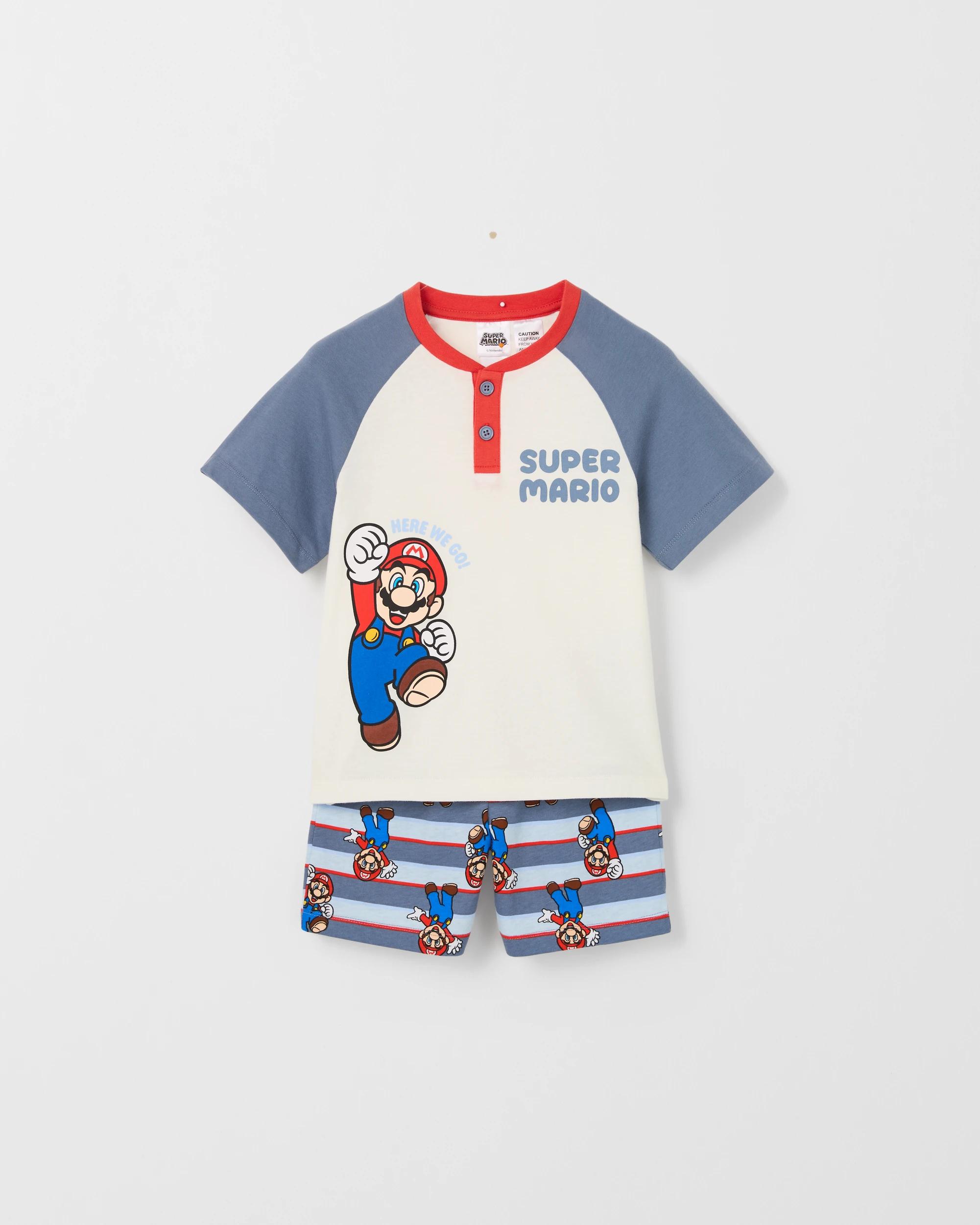 6 Super Mario Australian Cotton Younger Boys Pyjama Set MULTI MARIO, 6 of 8