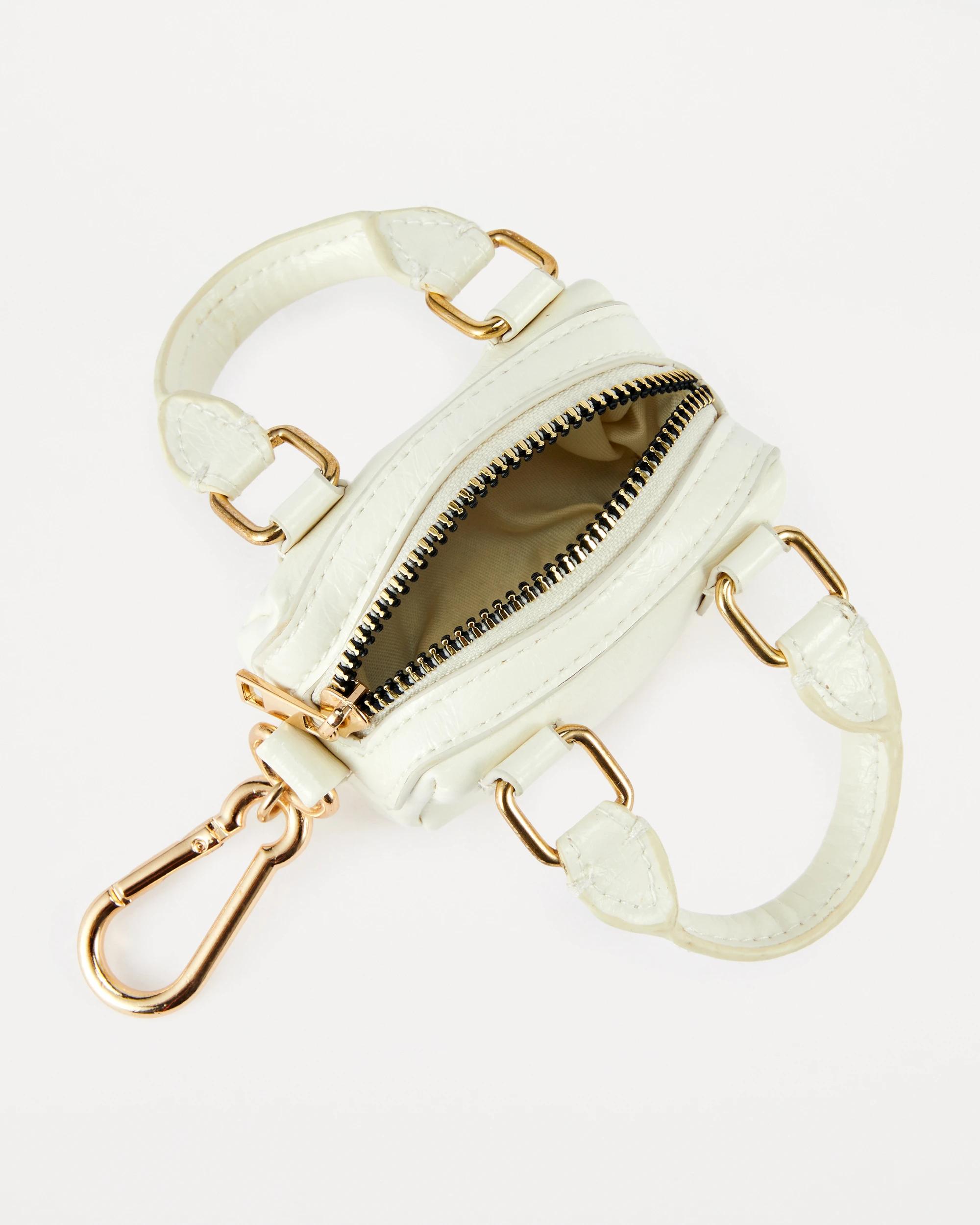 4 Bag Charm Keyring - White and Gold Tone White2, 4 of 6