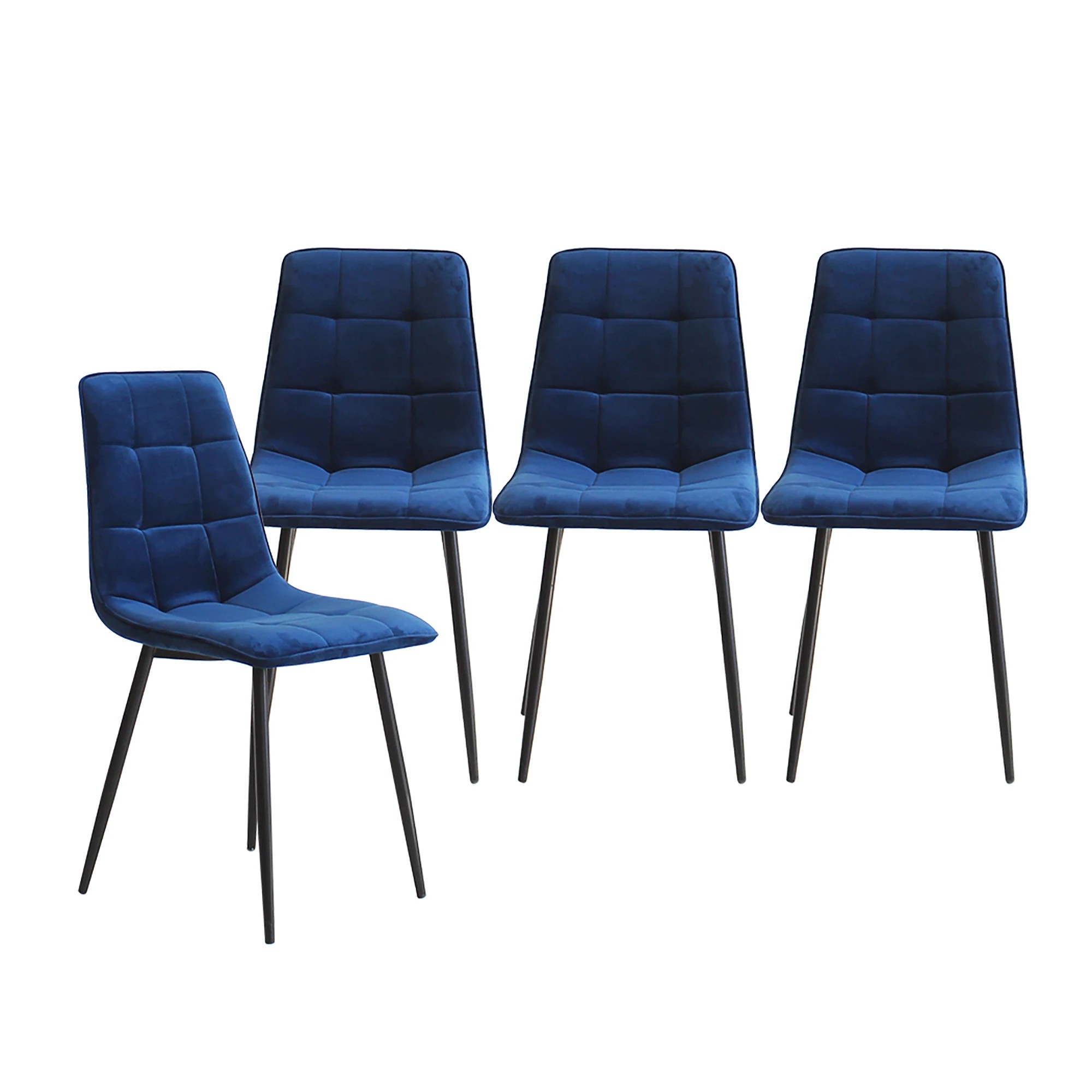 2 Levede 8x Dining Chairs Kitchen Velvet Chair Lounge Room Retro Padded Seat Blue, 2 of 8