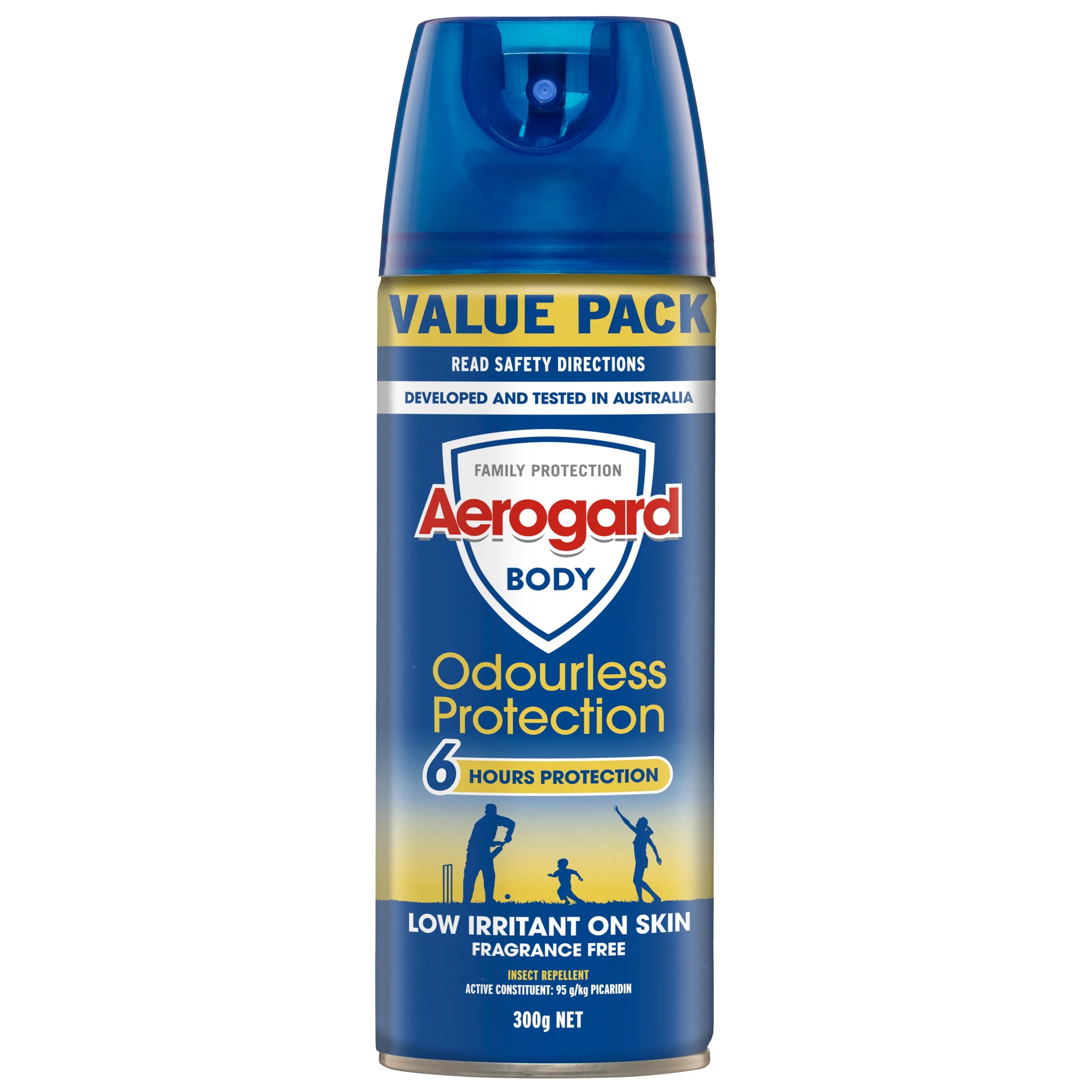 1 Aerogard Body Odourless Protection Insect Repellent Aerosol Spray 300g - Blue, 1 of 7