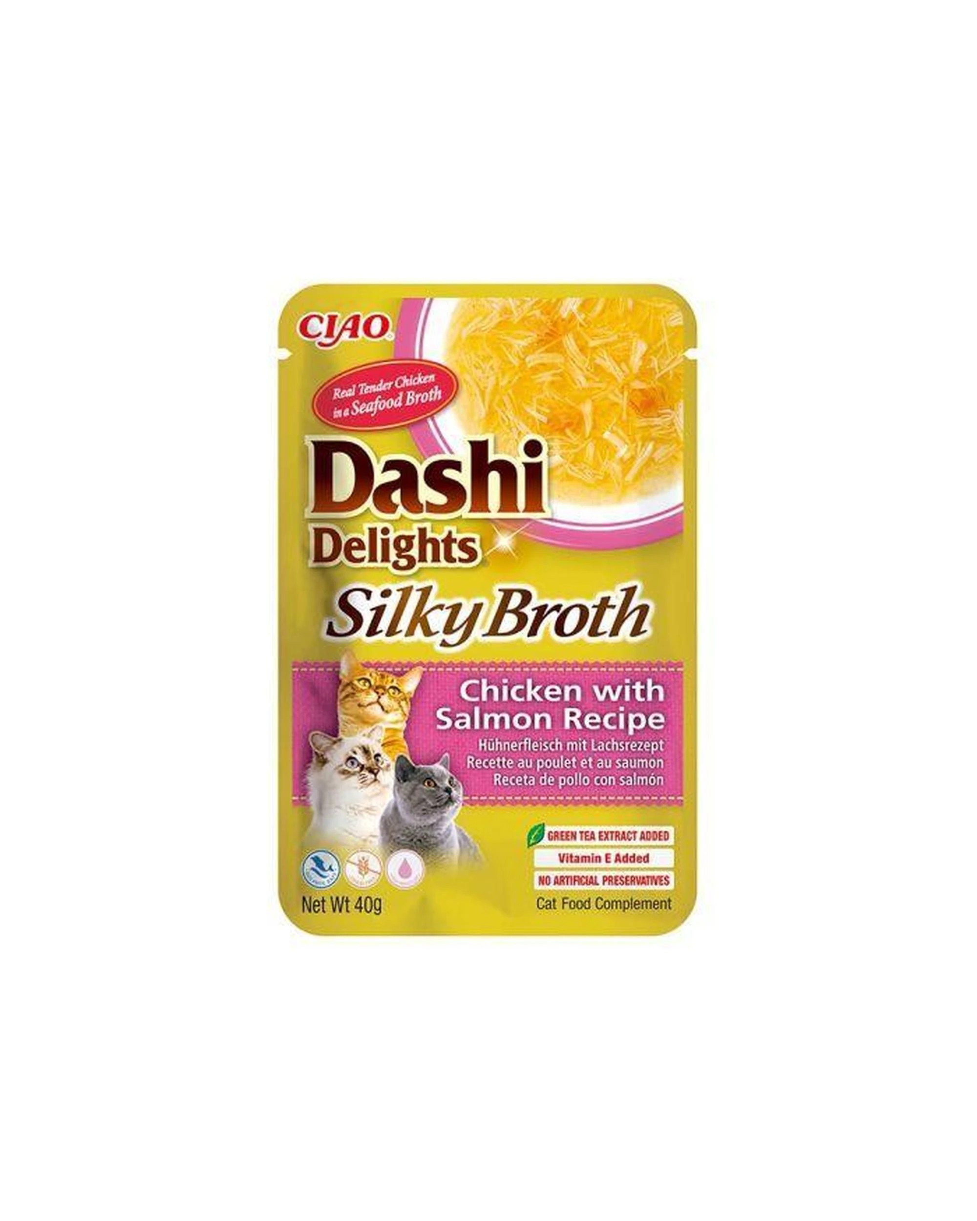 1 Inaba Dashi Delights Silky Broth Cat Food Topper Chicken with Salmon 6 x 40g, 1 of 3