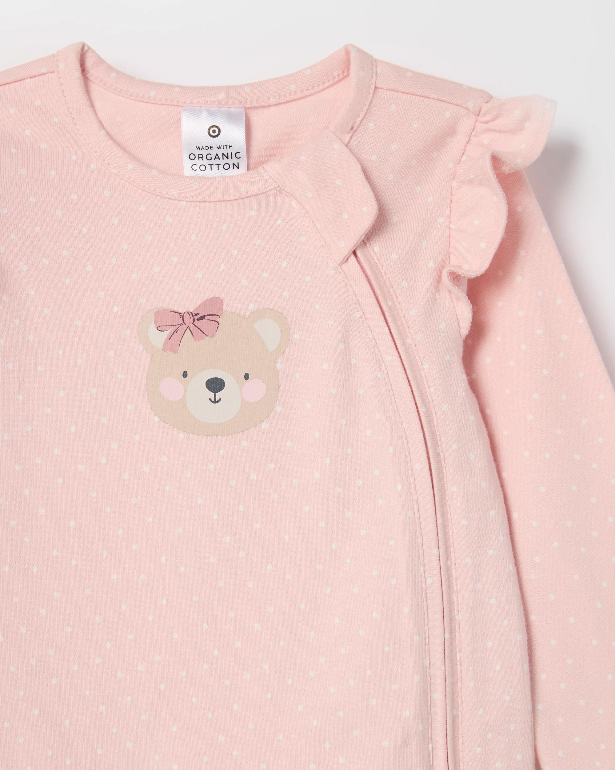 5 Target Baby Organic Cotton 3 Pack Zip Coverall BEAR BOW LOTUS, 5 of 6
