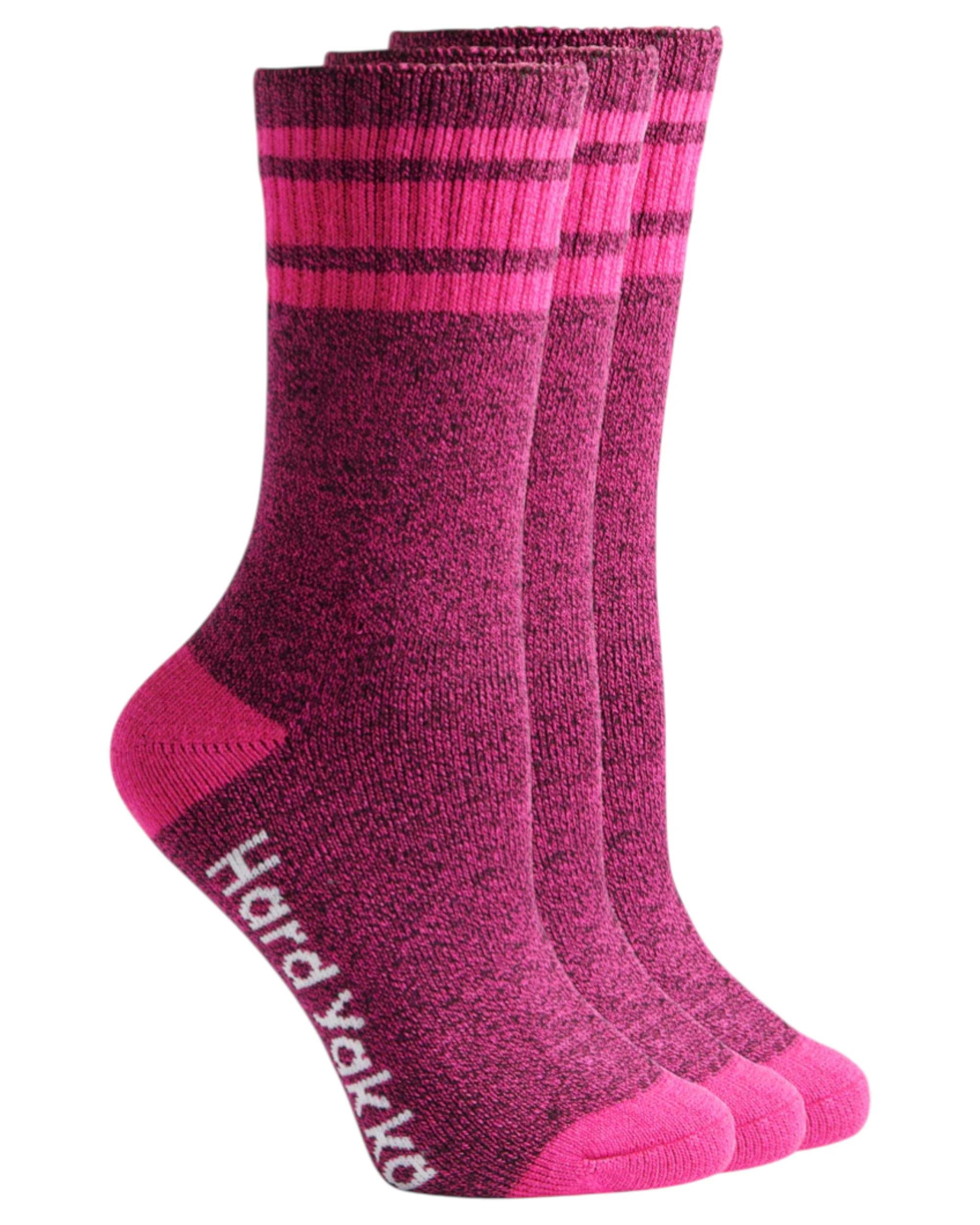 1 Hard Yakka 6 Pairs Womens Bamboo Work Socks PINK MARLE, 1 of 4