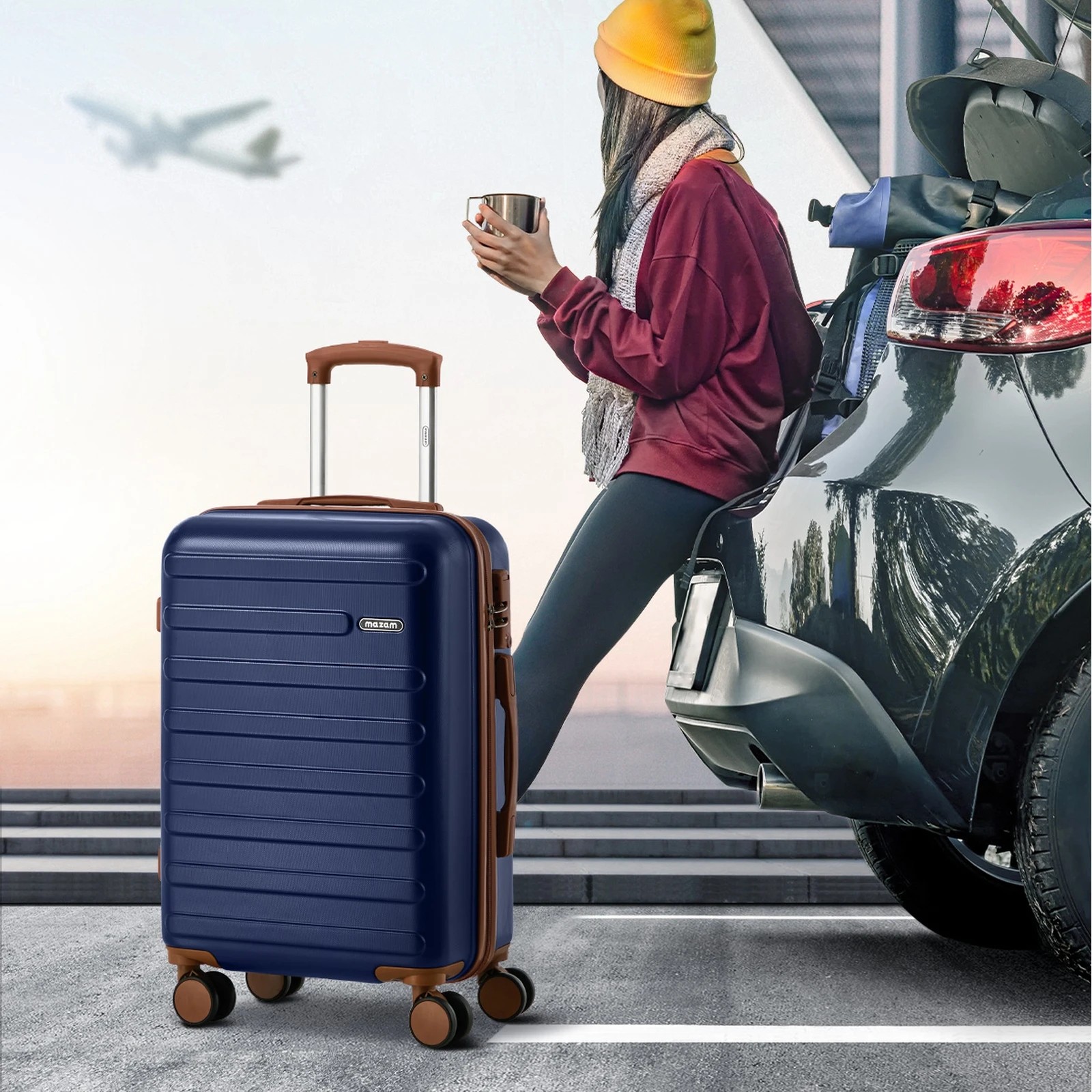 4 Mazam 3PCS Luggage Suitcase Trolley Set TSA Lock Hard Shell Case - Blue, 4 of 10