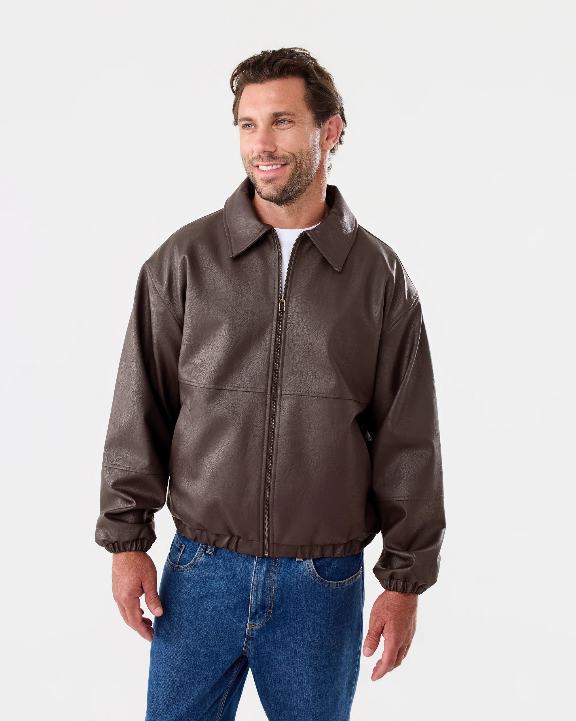 2 PU Bomber Jacket Chocolate, 2 of 8