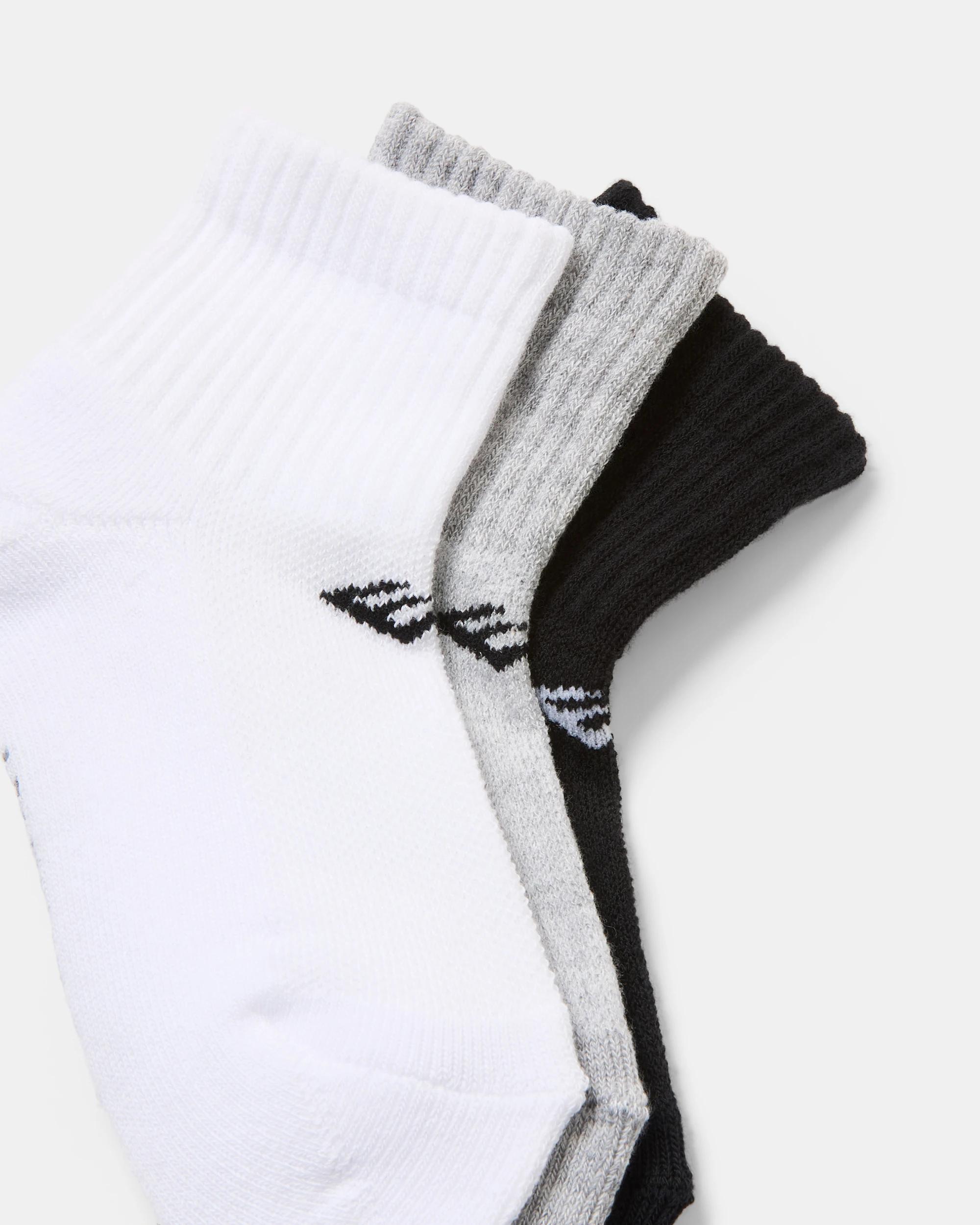2 3 Pack Everlast Kids Quarter Crew Socks Blk Wh Gry, 2 of 3