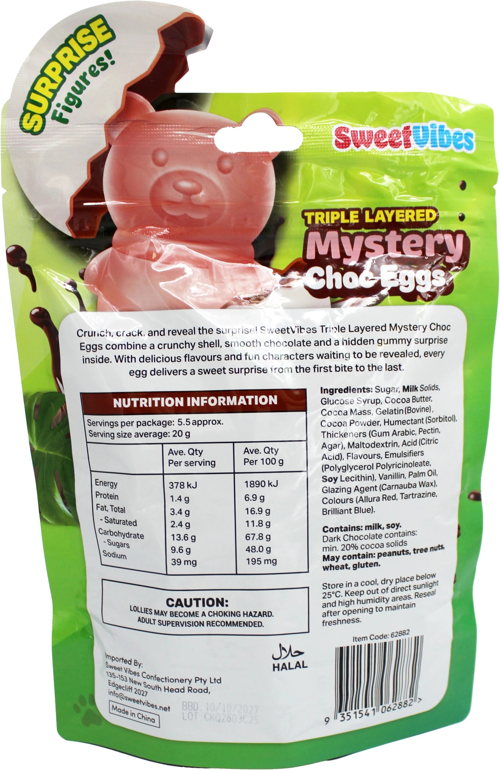 2 Sweet Vibes Triple Layered Mystery Choc Eggs - Choc Fruit 100g, 2 of 2