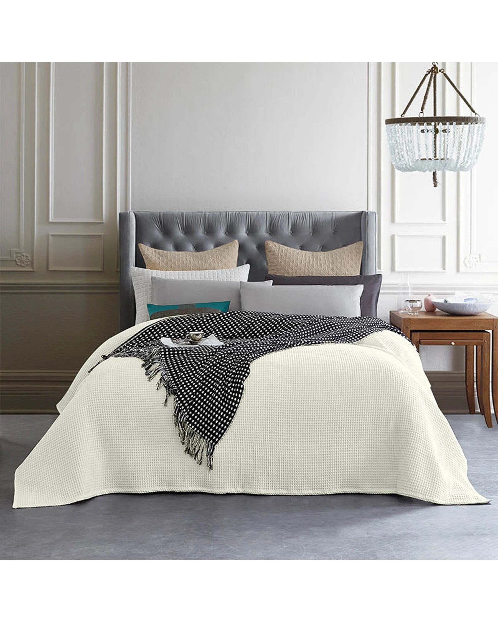 2 Cotton More 100% Cotton 350gsm Large Chunky Waffle Blanket Super King - Beige, 2 of 6