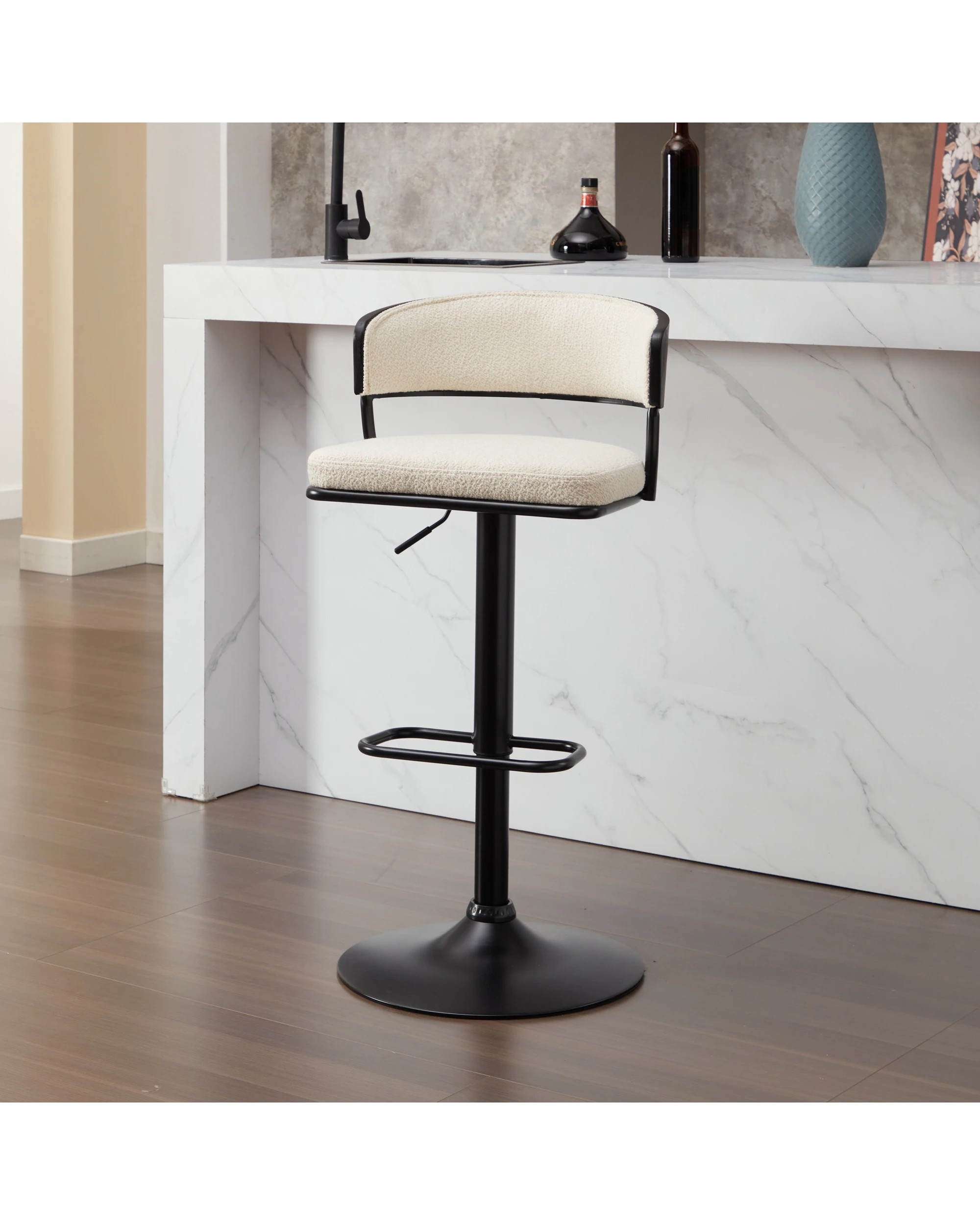 2 IHOMDEC Adjustable Swivel Bar Stools - White - White, 2 of 10