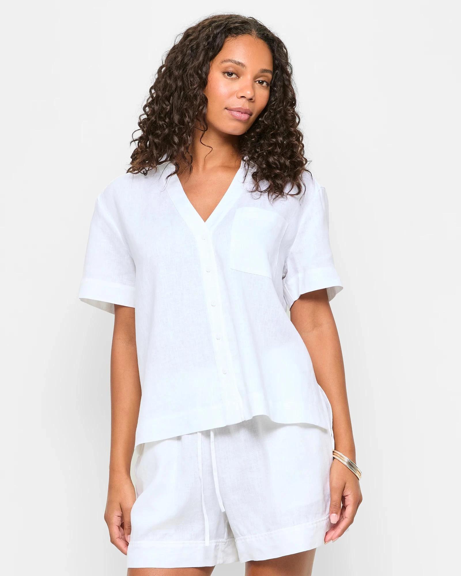 1 Target Woman European Linen Shirt WHITE, 1 of 5