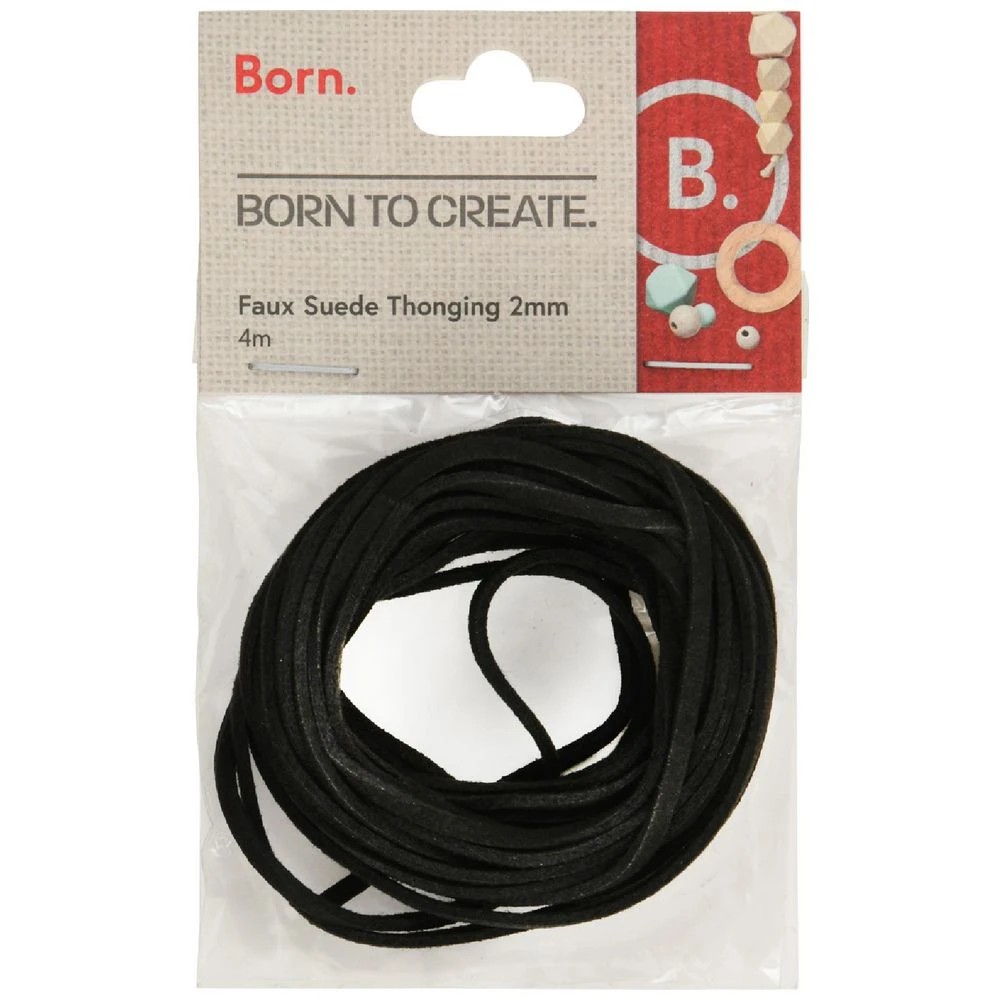 1 Born Suede Cord/Thonging 4m Black, 1 of 2