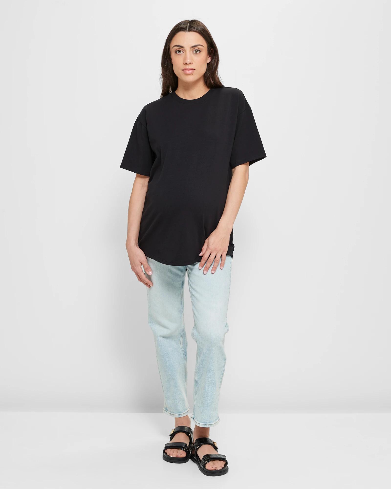 2 Target Maternity Straight Leg Crop Length Denim Jeans ISLAND BLUE, 2 of 5