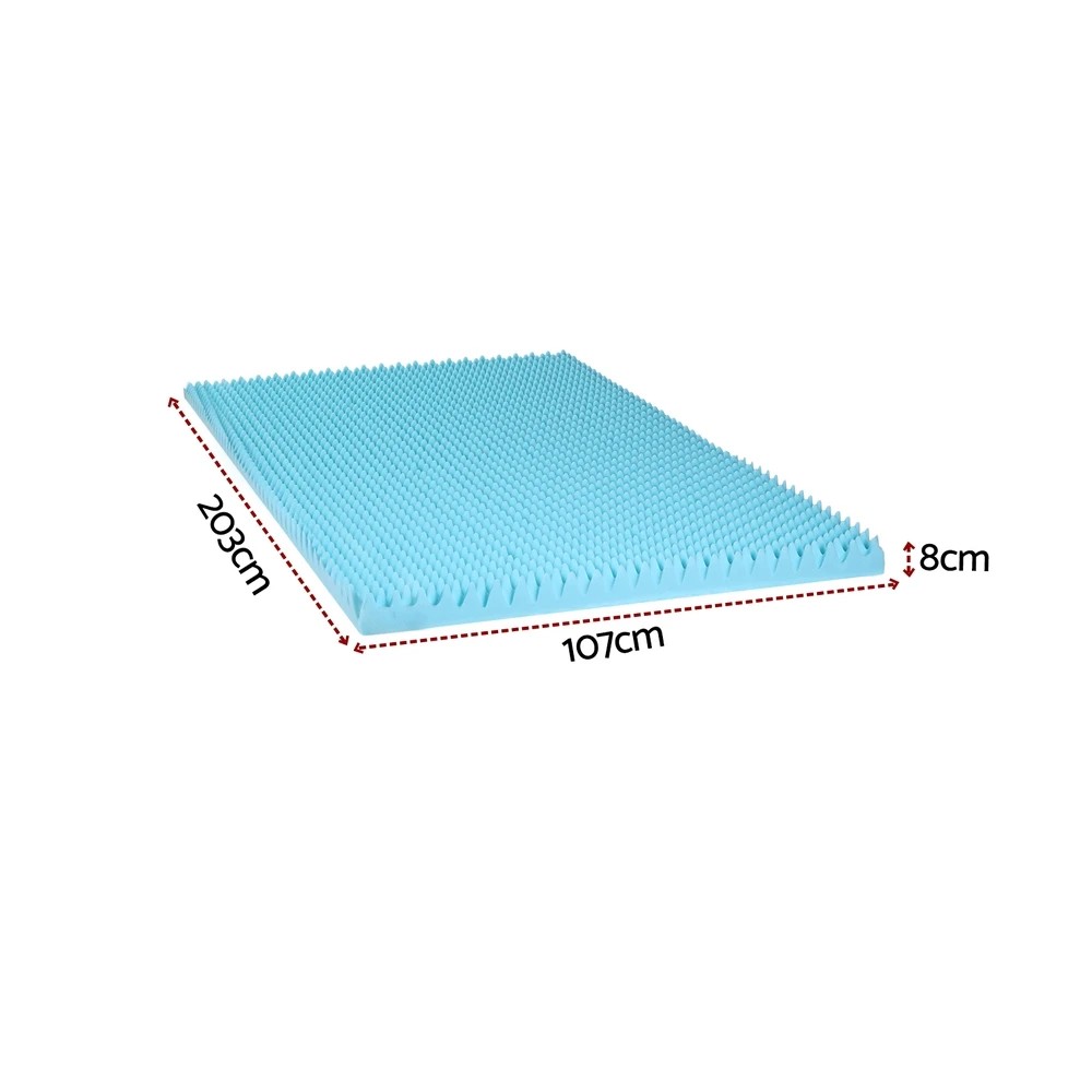 2 Giselle 8cm Memory Foam Mattress Topper Gel Egg Crate Foam Bamboo King Single - King Single Bed - Blue, 2 of 9