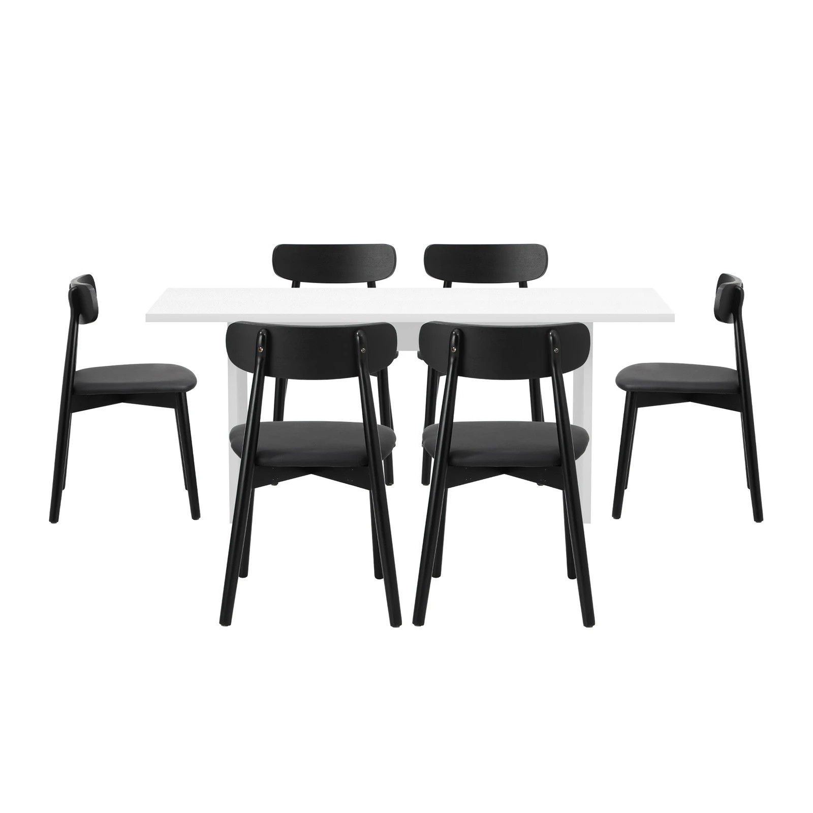 9 Oikiture 6-Seater Dining Table and Chairs Wooden Furniture Set - Black, 9 of 9