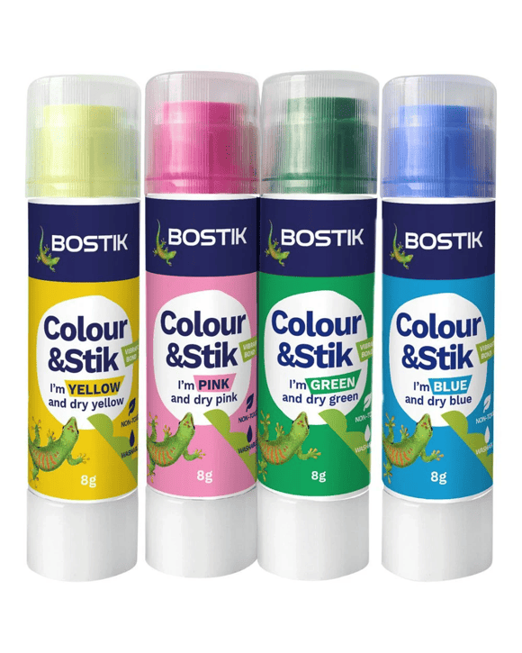 Bostik Colour & Stik Glue Sticks 8g 4 Pack
