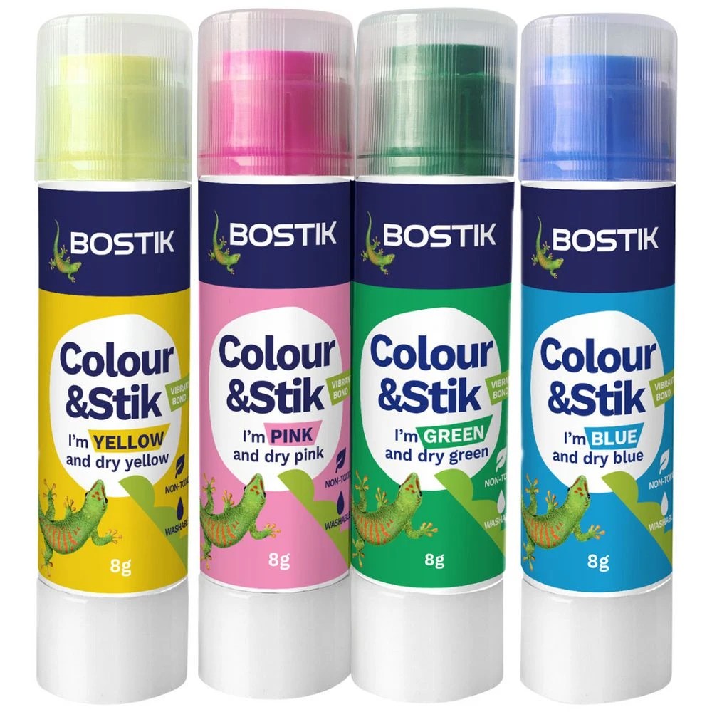 1 Bostik Colour & Stik Glue Sticks 8g 4 Pack, 1 of 3