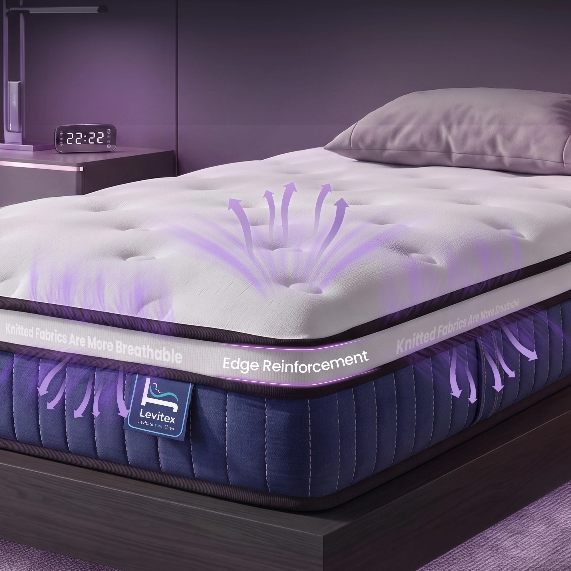 7 Levitex Mattress 23CM with Pocket Spring & Cooling Gel Foam - Single Bed - Multi, 7 of 10