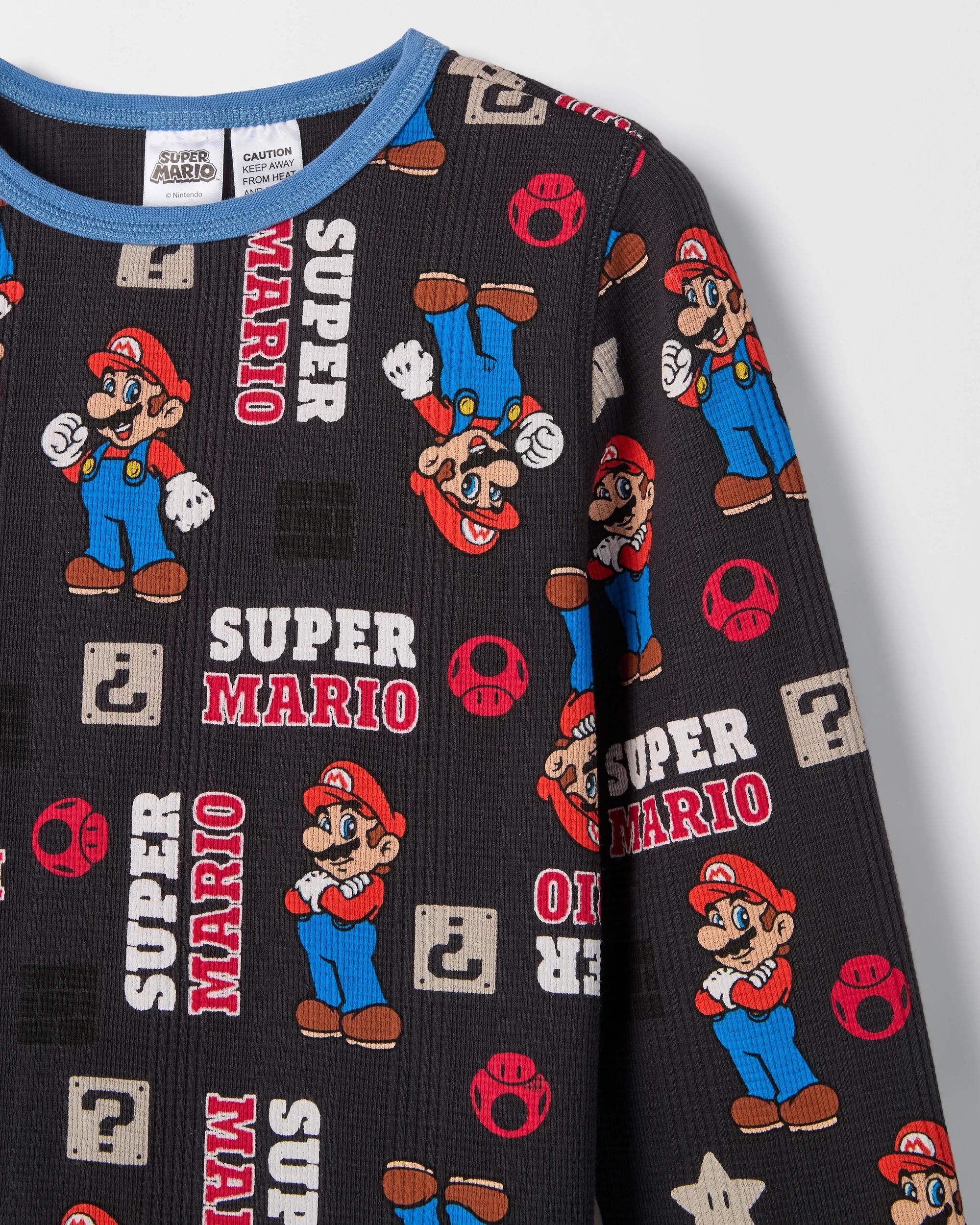 5 Super Mario Australian Cotton Older Boys Waffle Knit Pyjama Set MARIO, 5 of 6