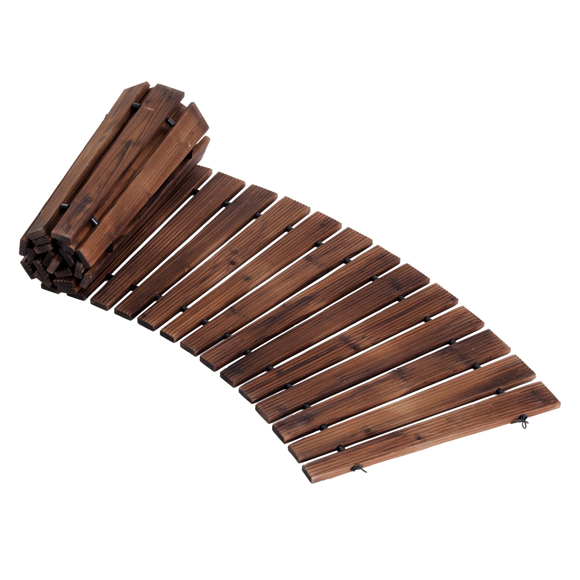 3 Gardeon 8FT Wooden Garden Pathway Roll-Out Curved Walkway Outdoor Backyard - Charcoal, 3 of 7