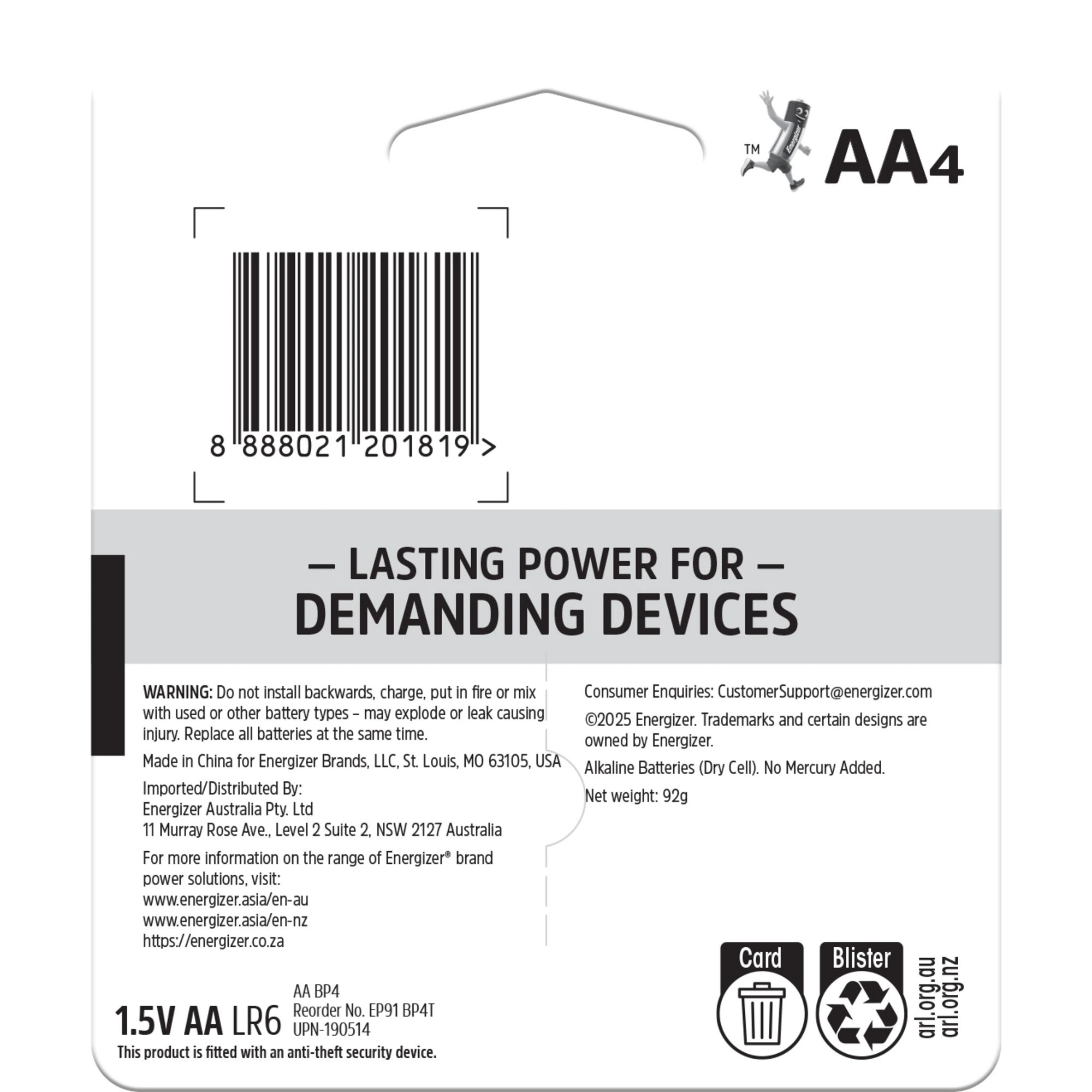 2 4 Pack Energizer Max Plus AA Alkaline Batteries, 2 of 10