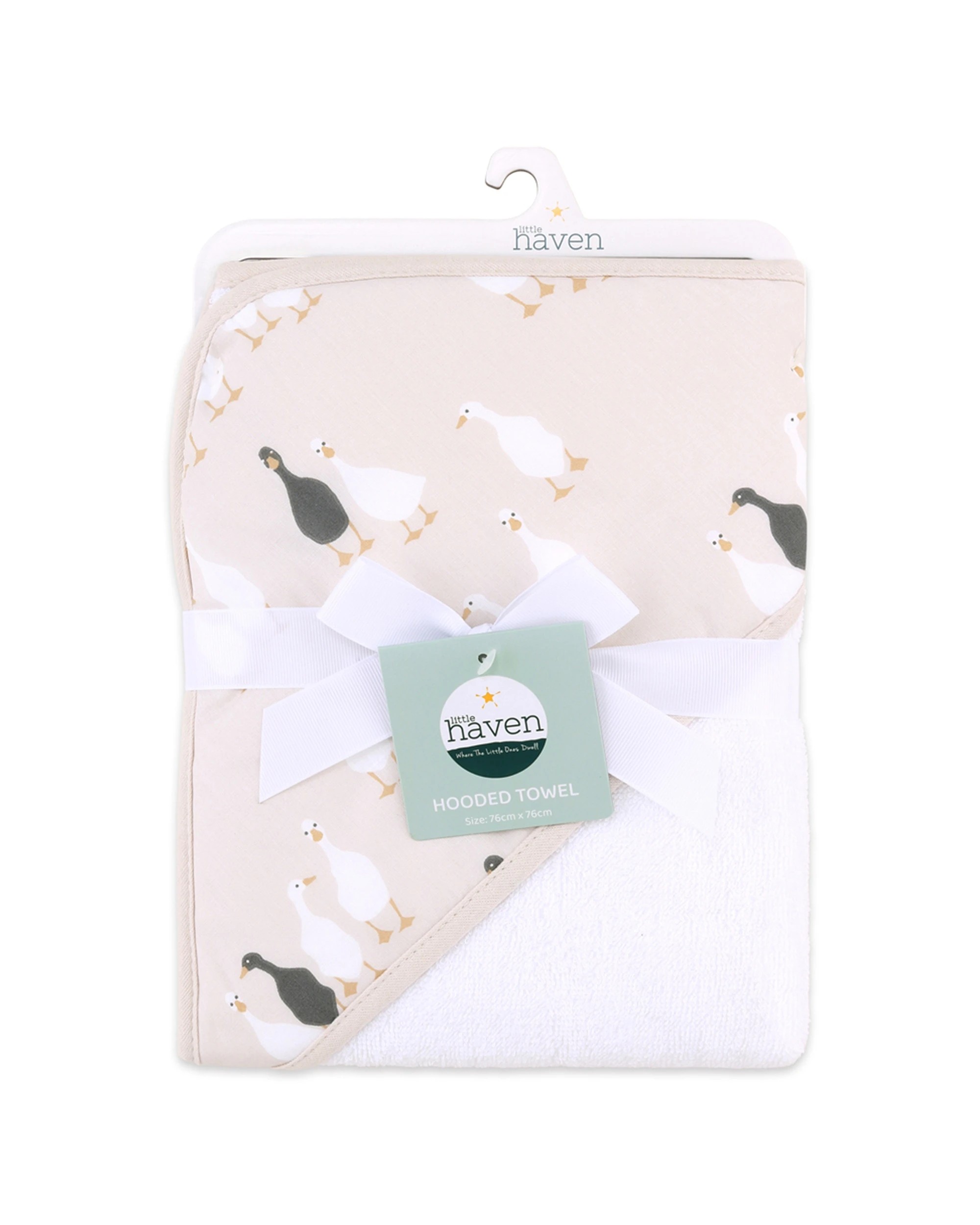 3 Little Haven Cotton Hooded Goose Soft Baby Towel 100 Percent Cotton Terry - White, 3 of 3