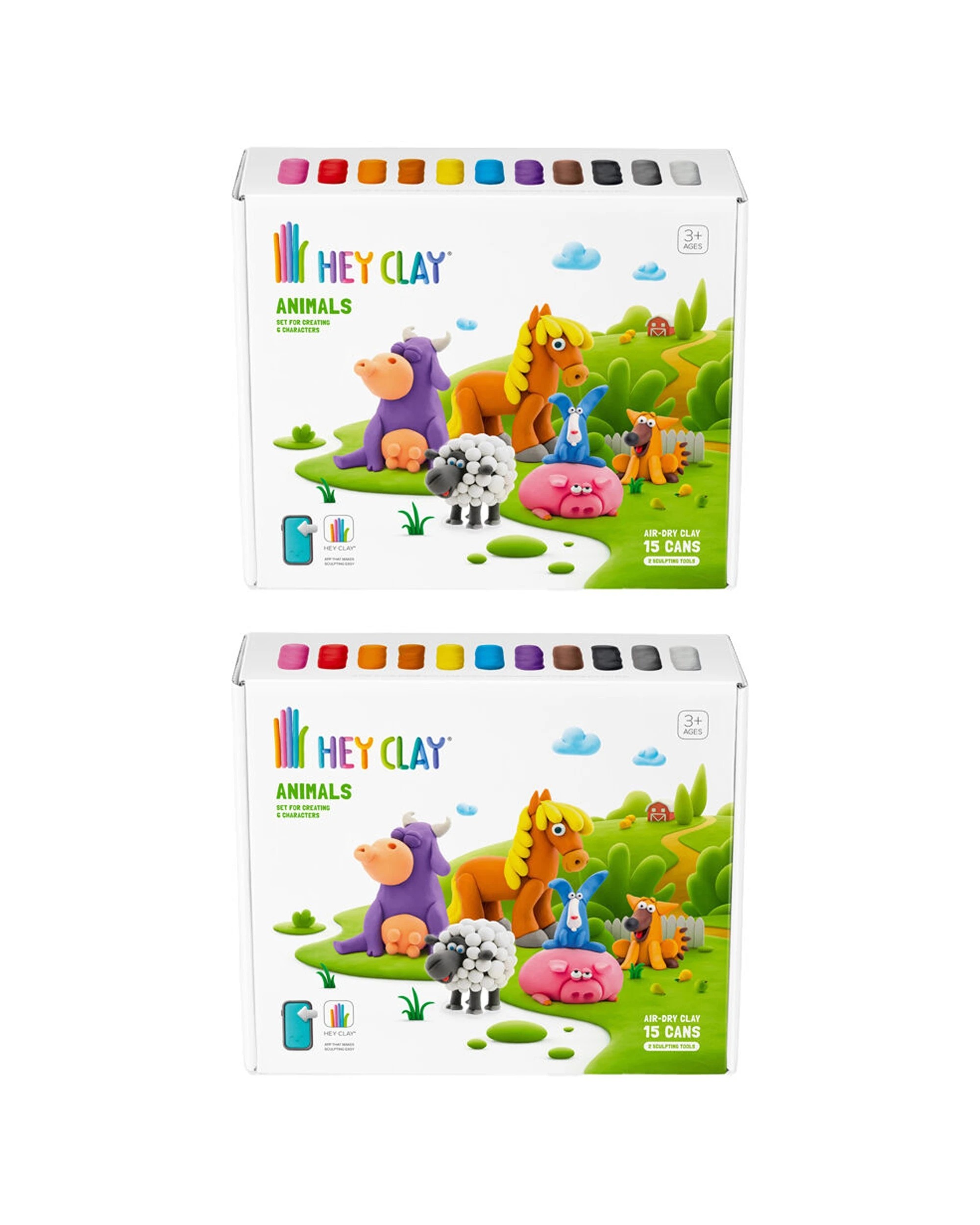 1 Hey Clay Animals Theme Modelling Set With 15 Colour Cans & 2 Tools 2PK - Multi, 1 of 7