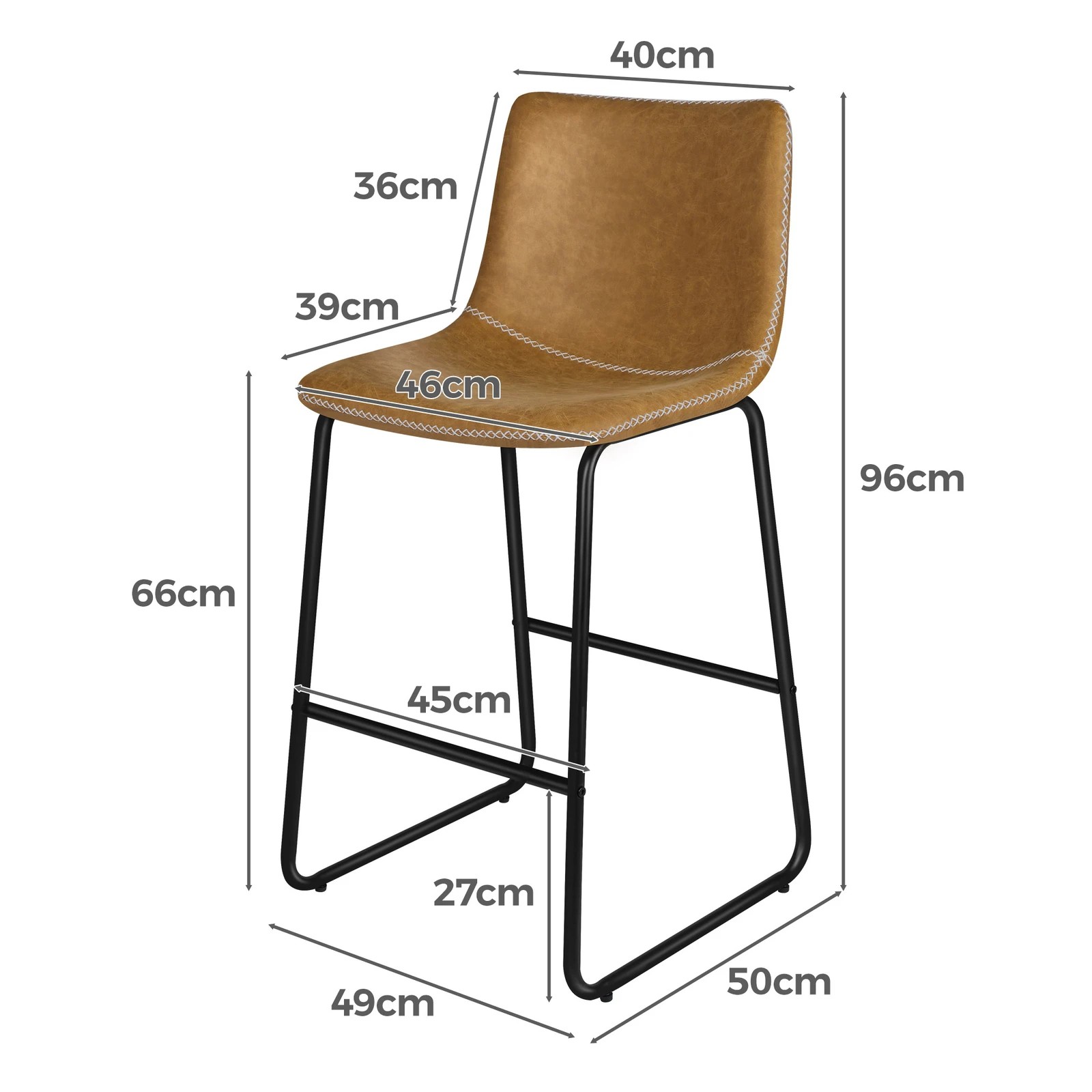 8 Alfordson 4x Bar Stools 66cm Kitchen Counter Metal Vintage Dining Chairs - Brown, 8 of 10