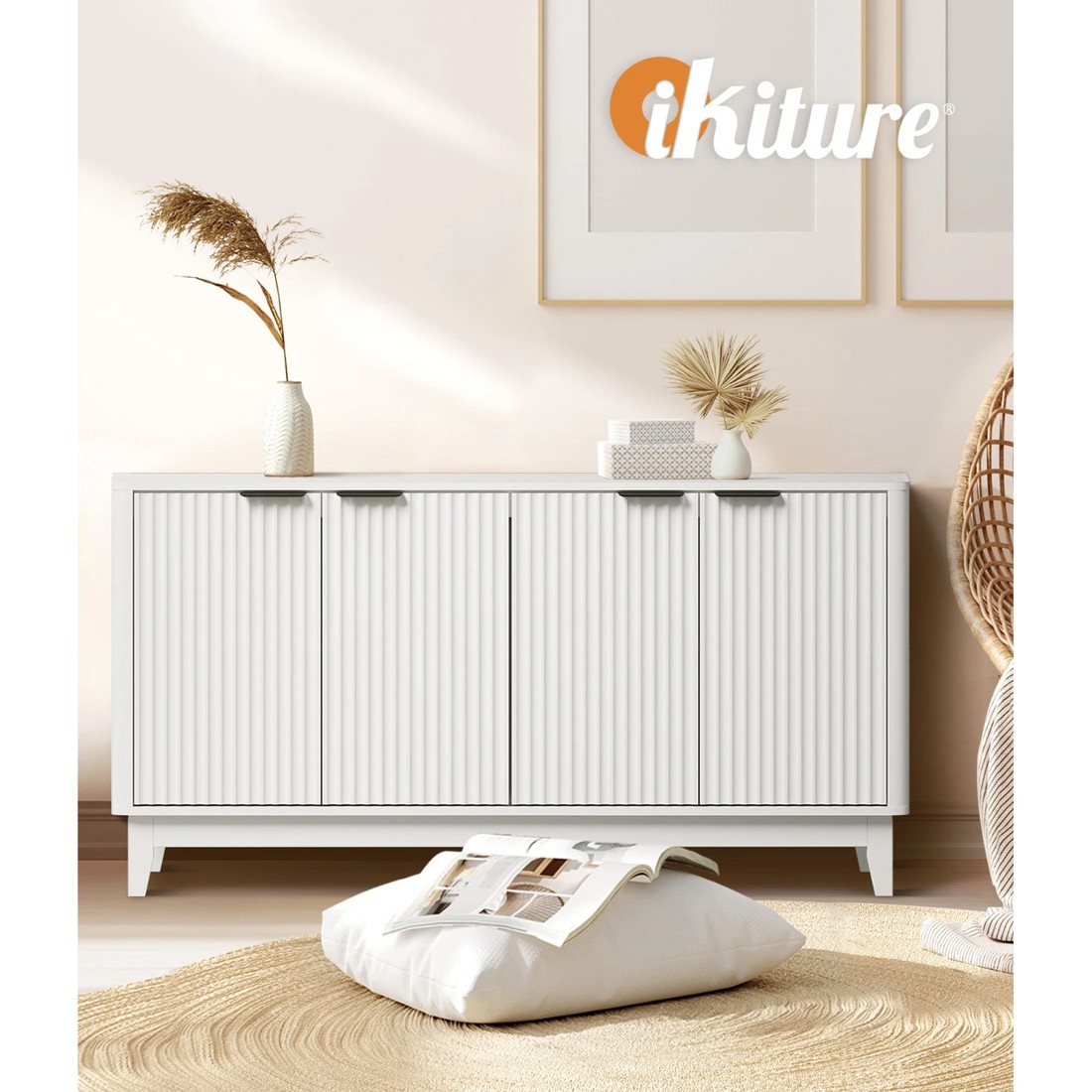 5 Oikiture Buffet Sideboard Cabinet 4 Doors
 - White, 5 of 10