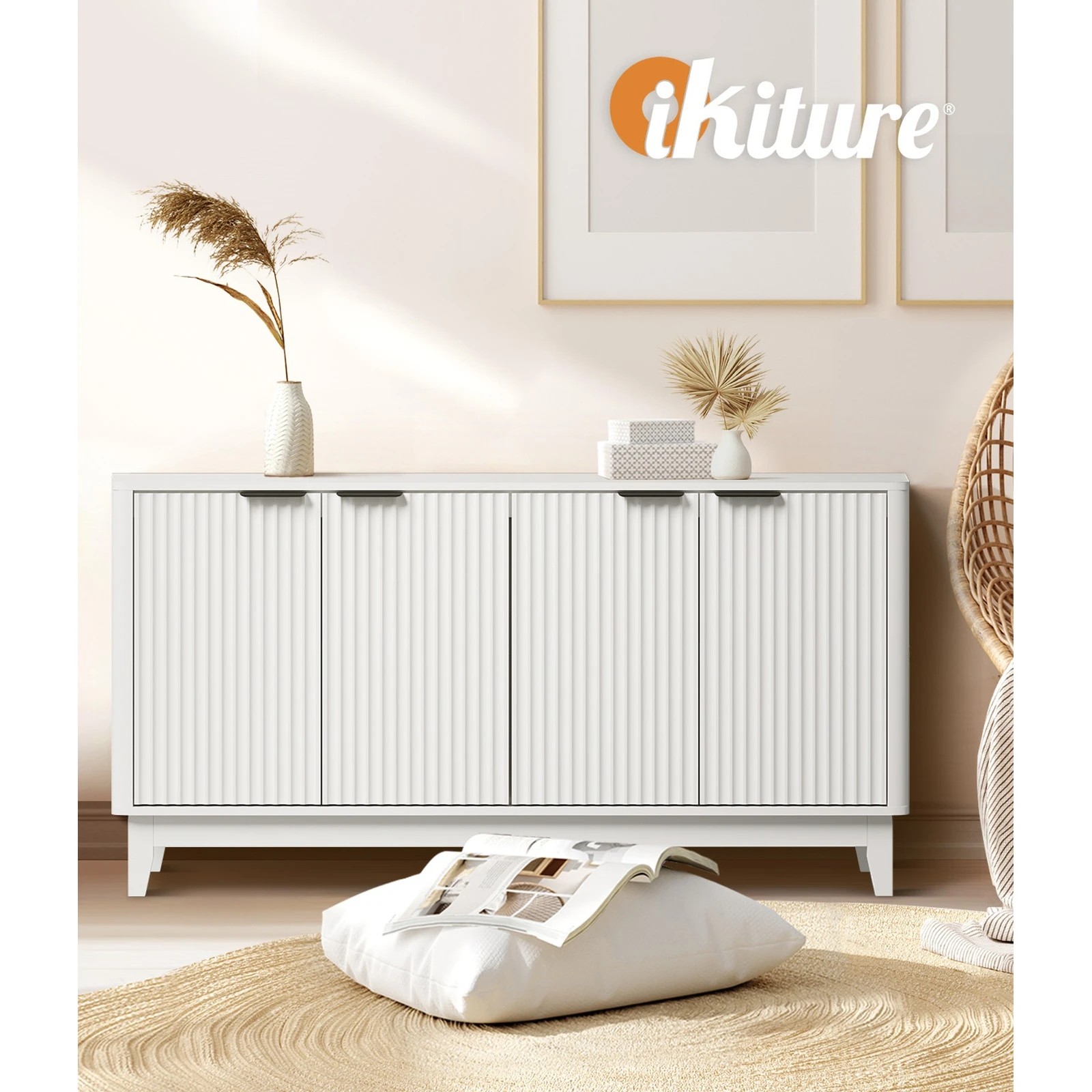 5 Oikiture Buffet Sideboard Cabinet 4 Doors
 - White, 5 of 10