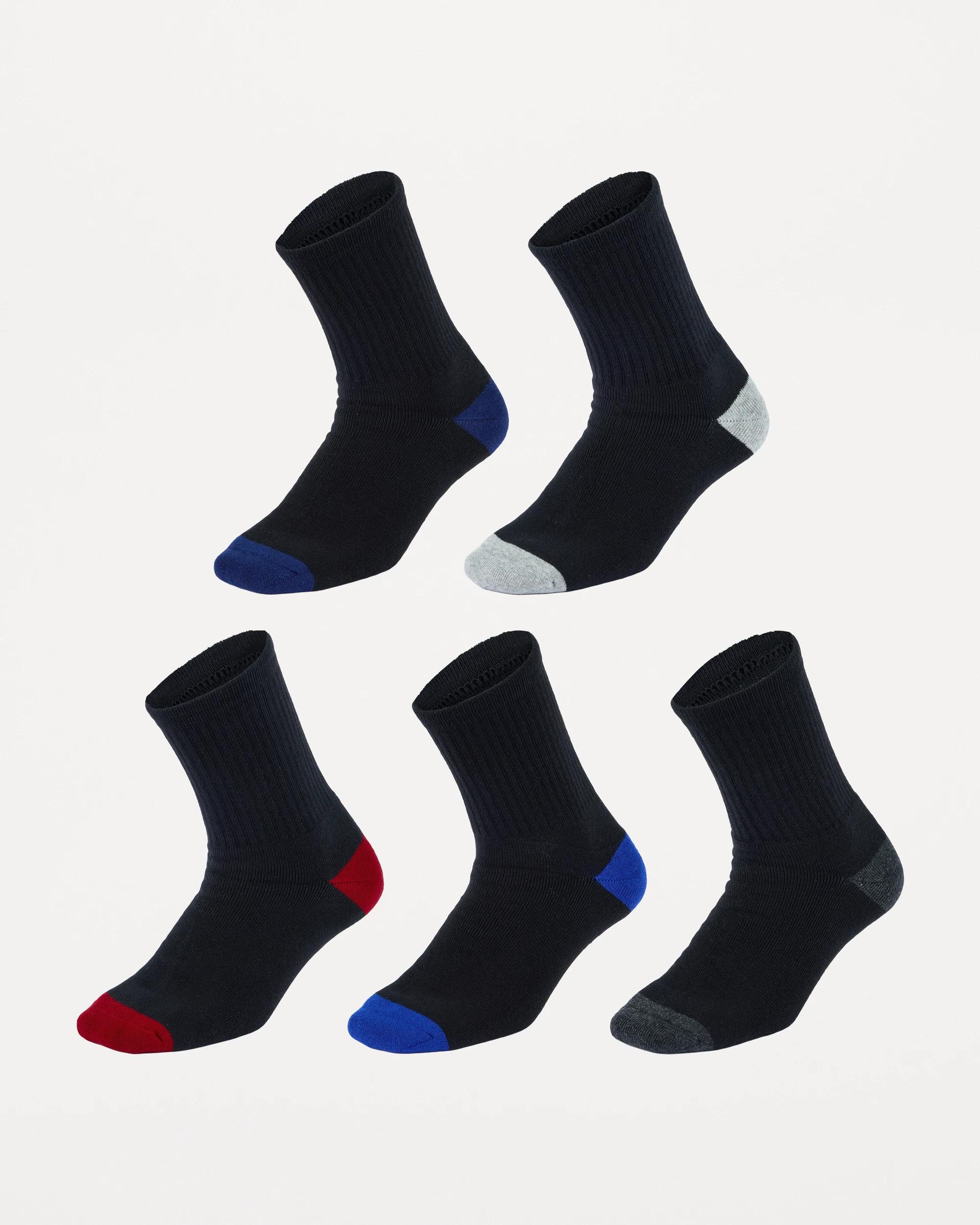 1 5 Pack Crew Sport Socks Black Classic, 1 of 3