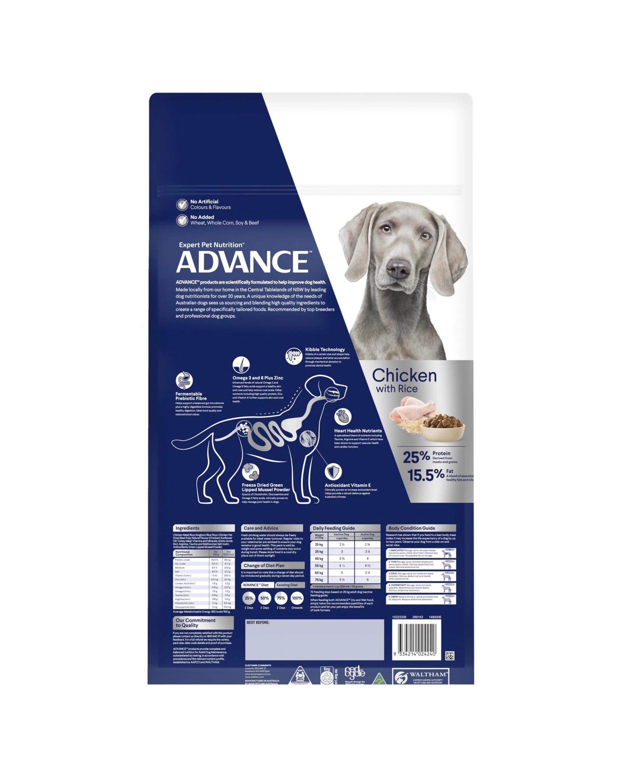 3 Advance Adult Large Breed Dry Dog Food Chicken w/ Rice Bulk 20kg, 3 of 3