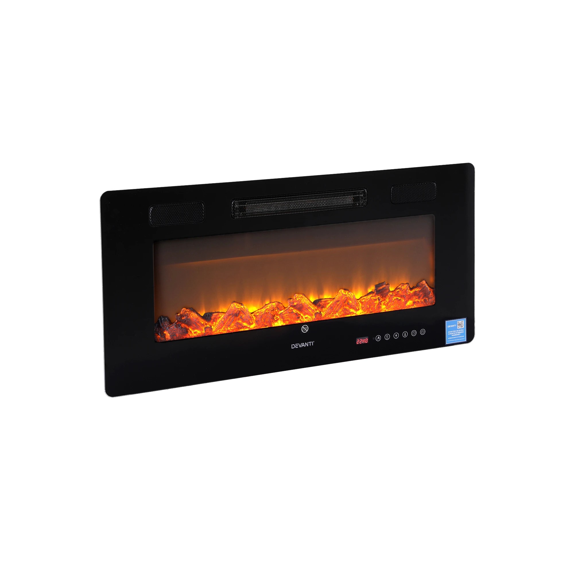 5 Devanti Electric Fireplace Fire Heater Wall Mounted Insert 3D Flame 1800W Remote - Black, 5 of 9